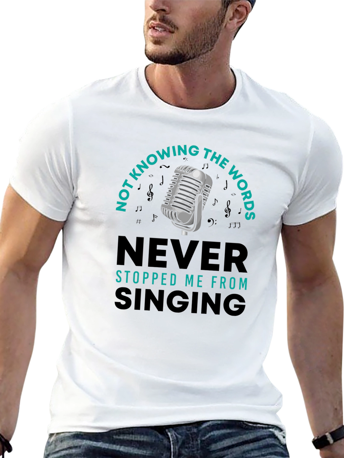 Black Funny Singing T-Shirt - Not Knowing the Words view 13