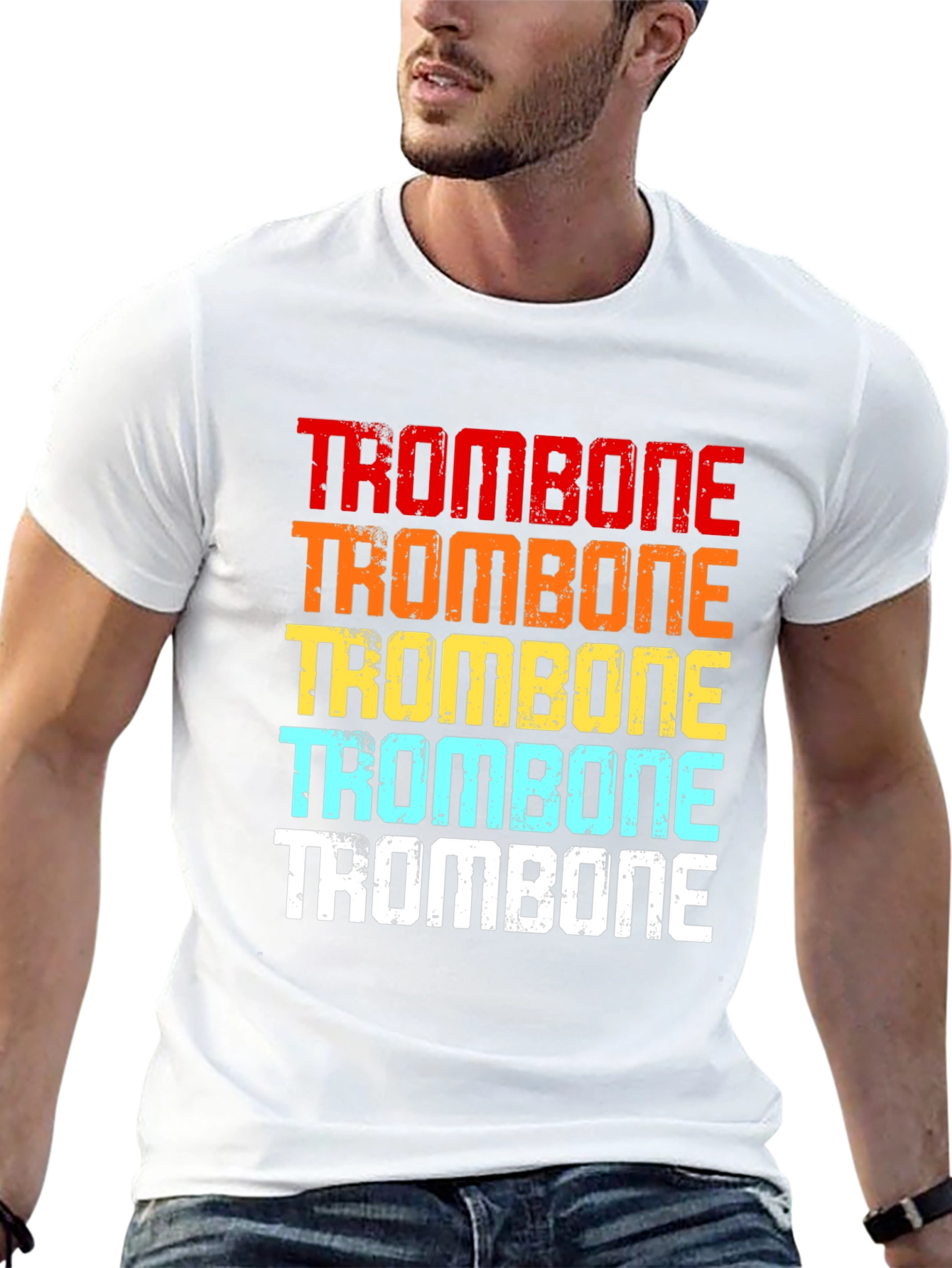 Black Retro Trombone Player Graphic Tee view 13
