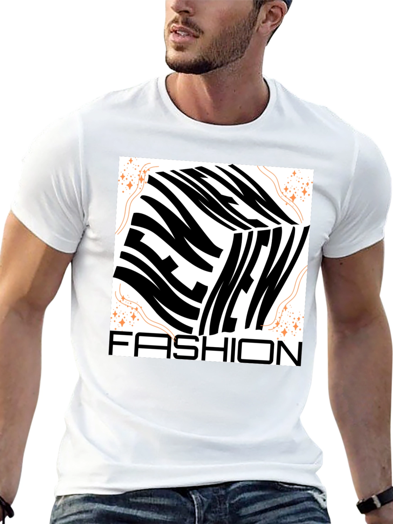 Black New Fashion Graphic Tee - Men's Black Crew Neck view 13