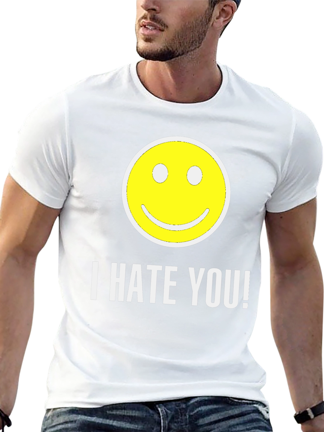 Black I HATE YOU! Smiley Face Graphic T-Shirt view 13