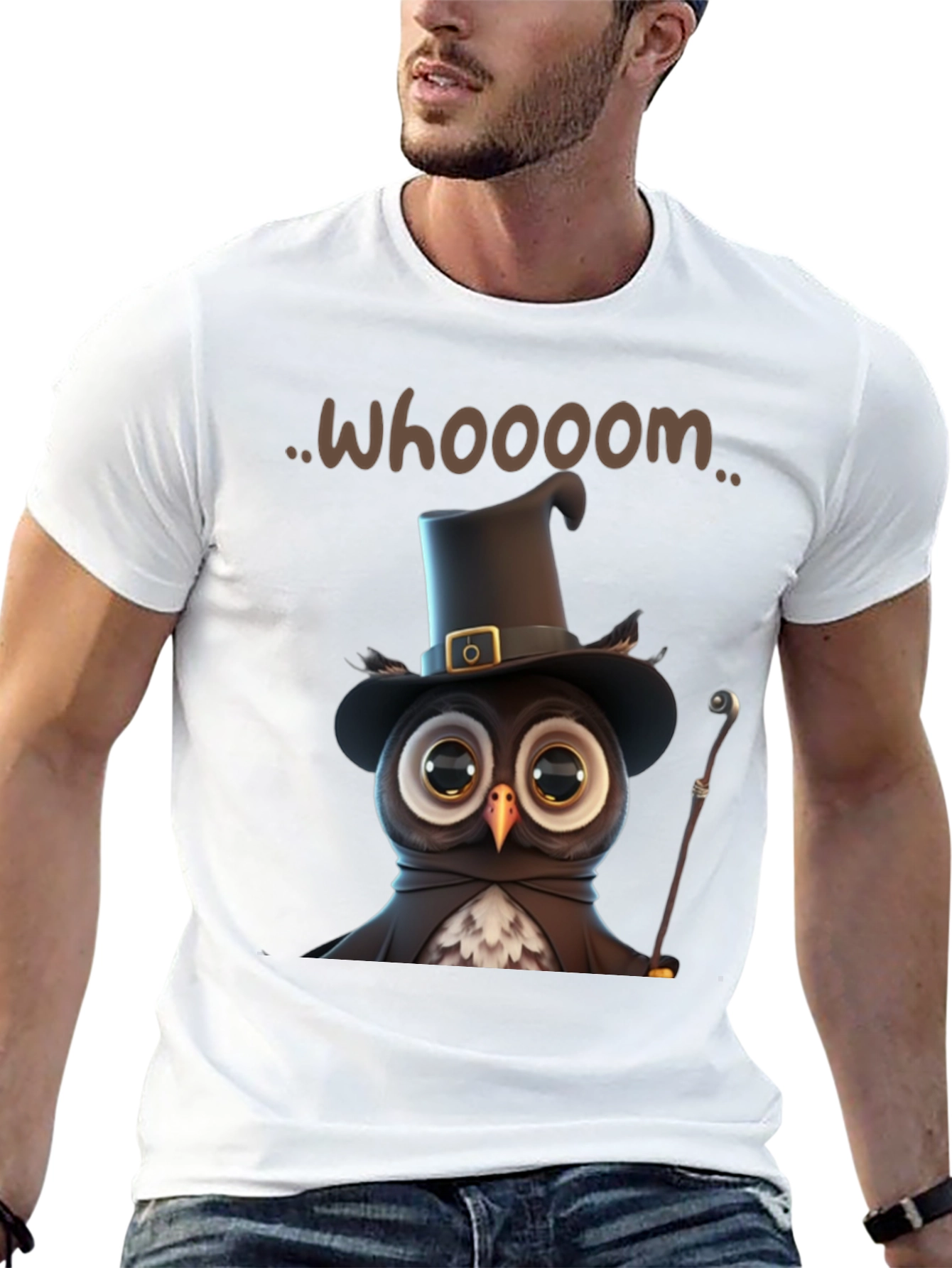 Black Whimsical Owl Graphic T-Shirt view 13