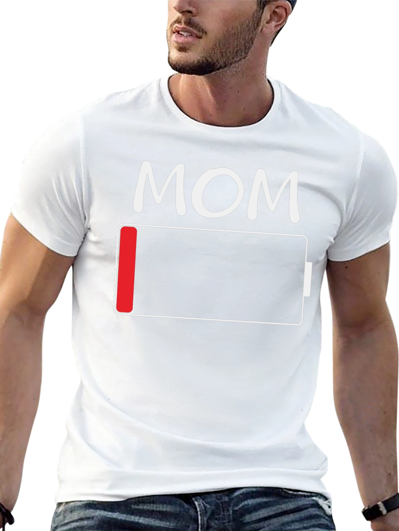 Black Mom Low Battery Funny T-Shirt view 13