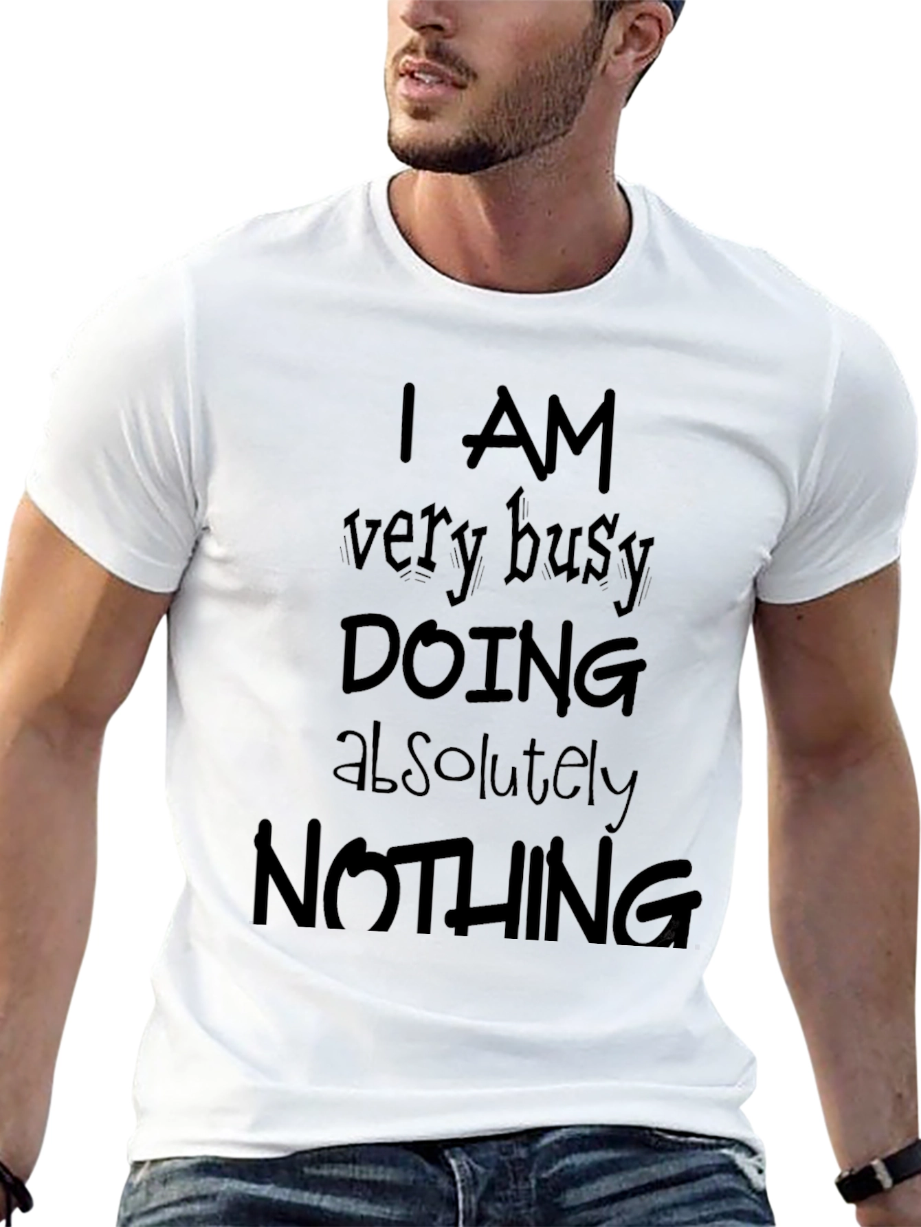 Black Busy Doing Nothing Black T-Shirt - Funny Slogan Tee view 13