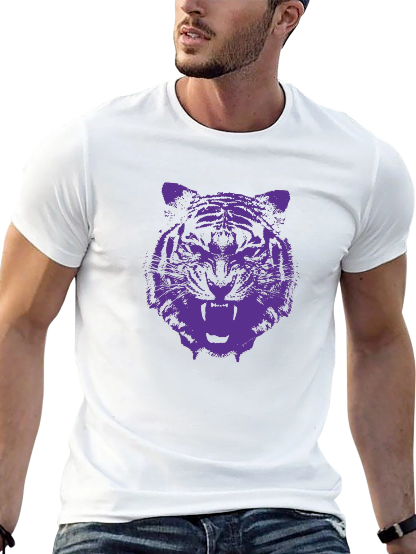 Black Tiger Graphic Tee - Black Cotton T-Shirt view 13