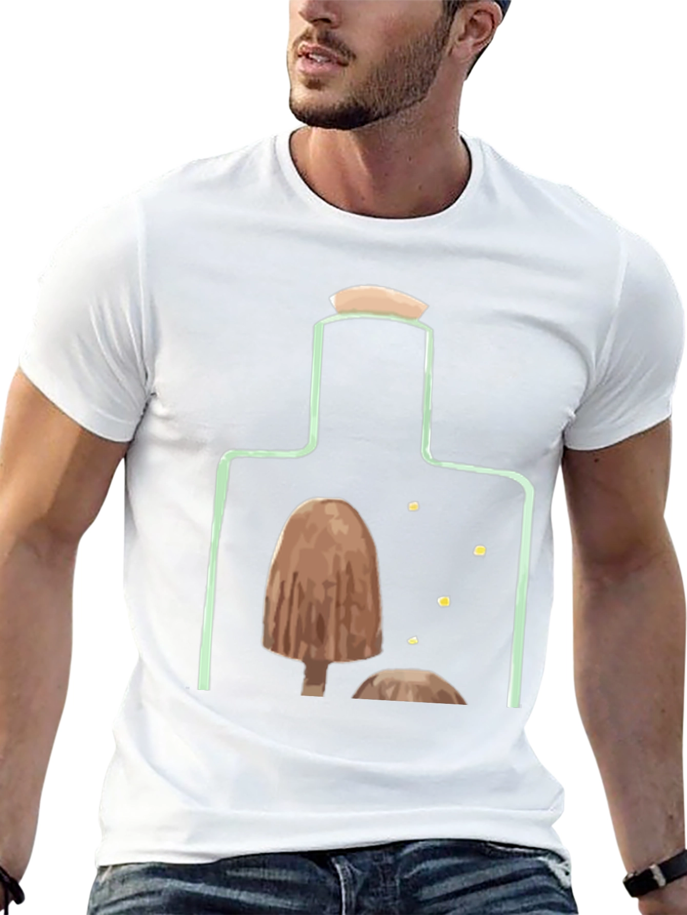 Black Mushroom Bottle Graphic T-Shirt view 13