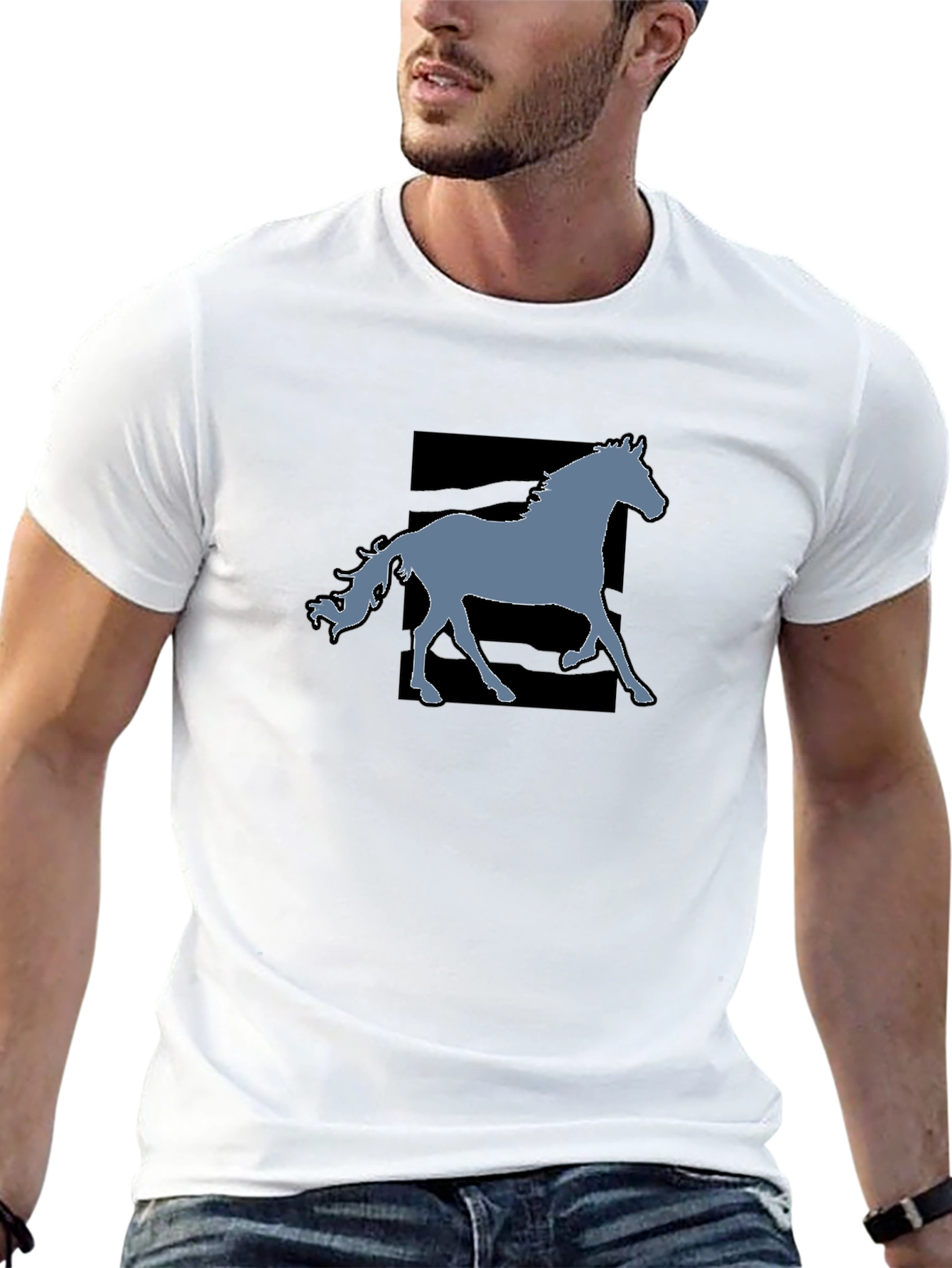 Black Black Horse Graphic Tee - Stylish Men's Casual T-Shirt view 13