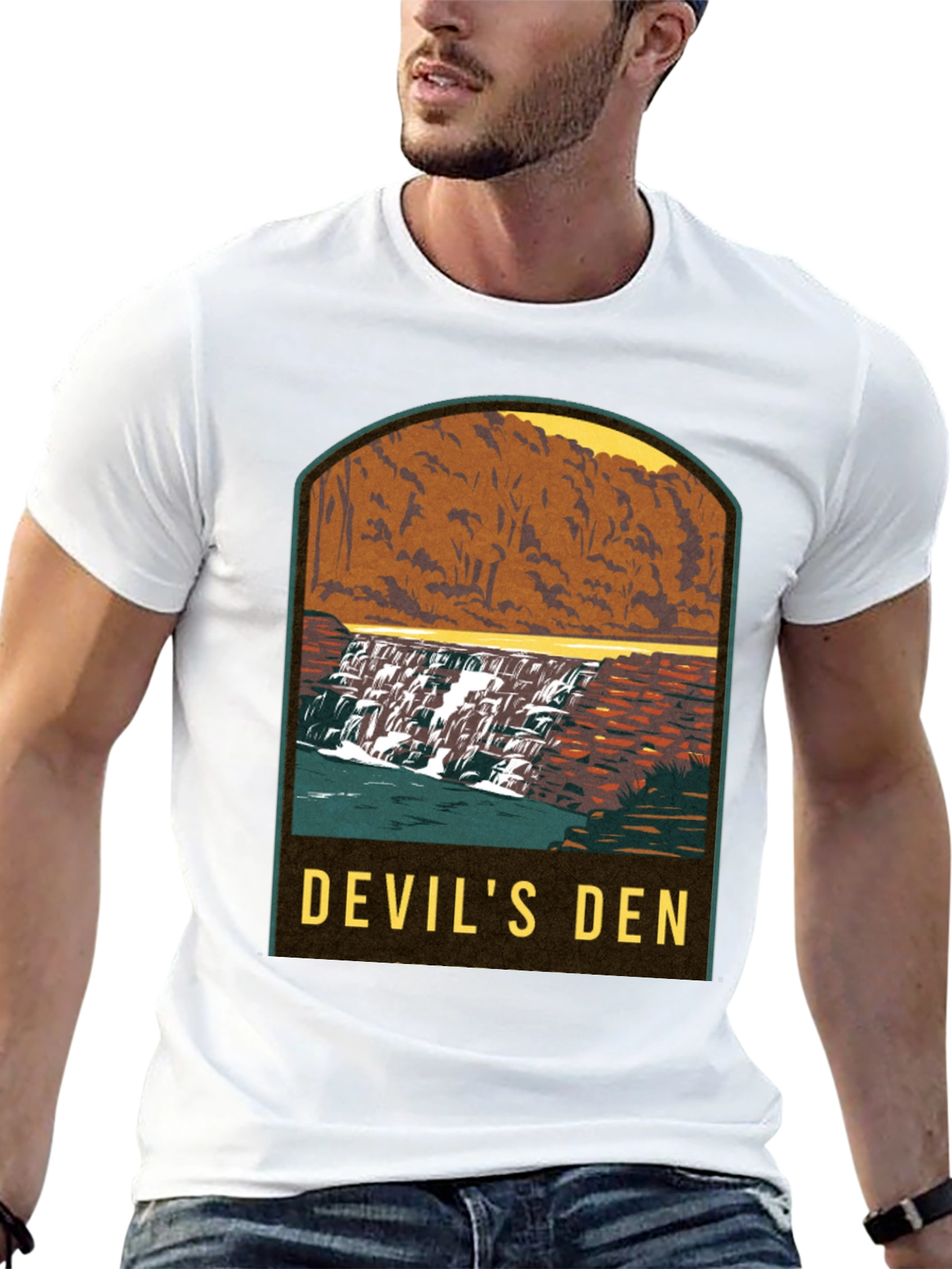 Black Devil's Den Waterfall Graphic Tee - Black view 13
