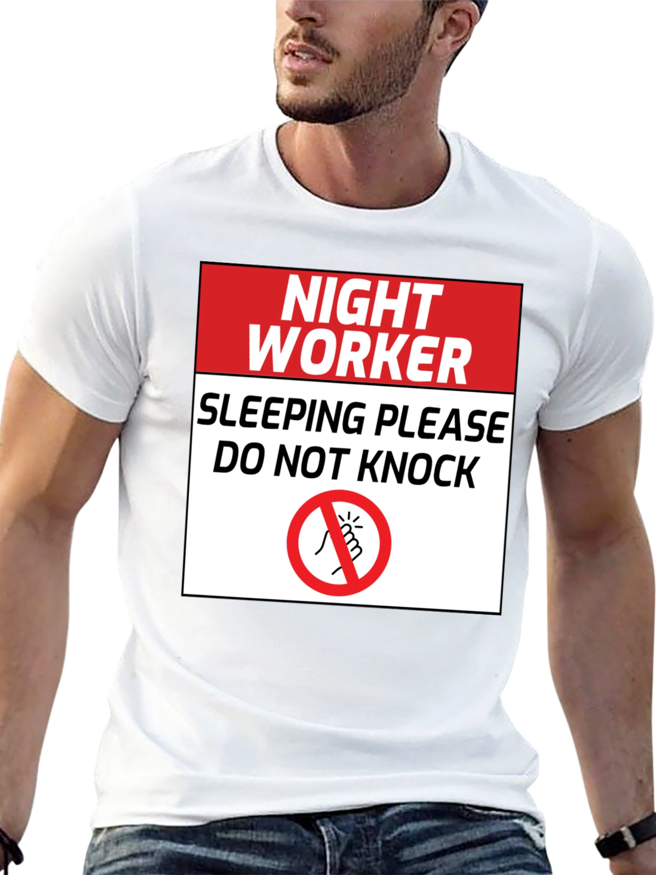 Black Night Worker Sleeping - Do Not Knock Graphic Tee view 13