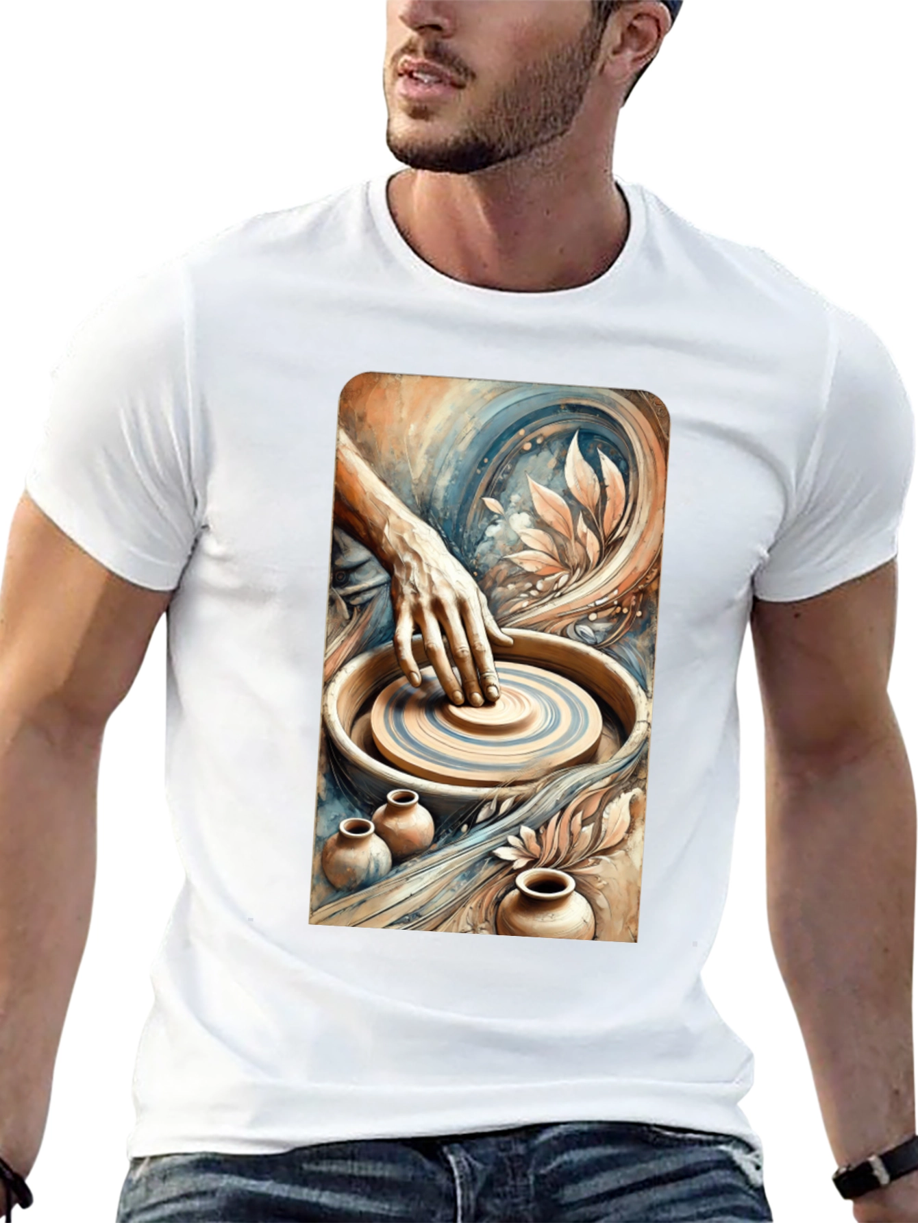 Black Artisan Pottery Tee - Wheel Throwing Design view 13