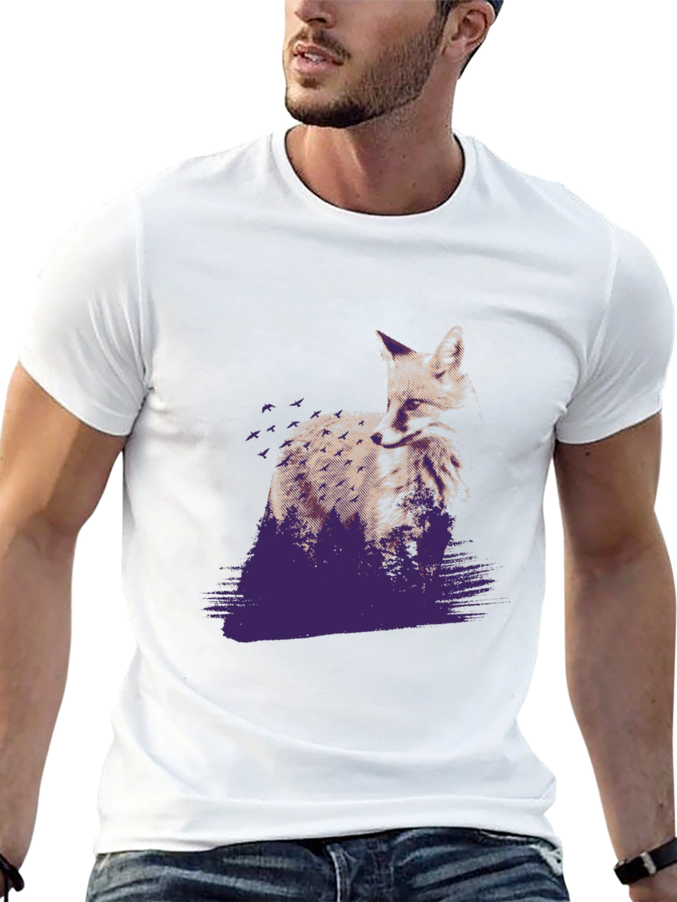 Black Fox & Forest Graphic Tee - Urban Style view 13