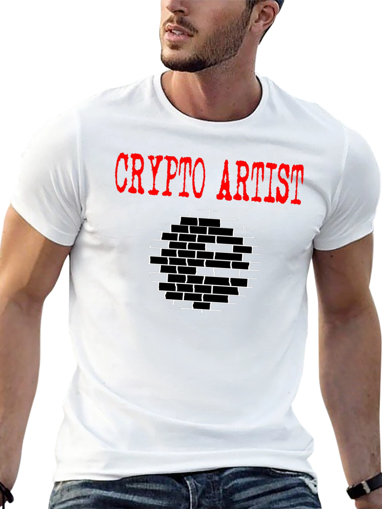 Black Crypto Artist Graphic Tee - Black Cotton T-Shirt view 13