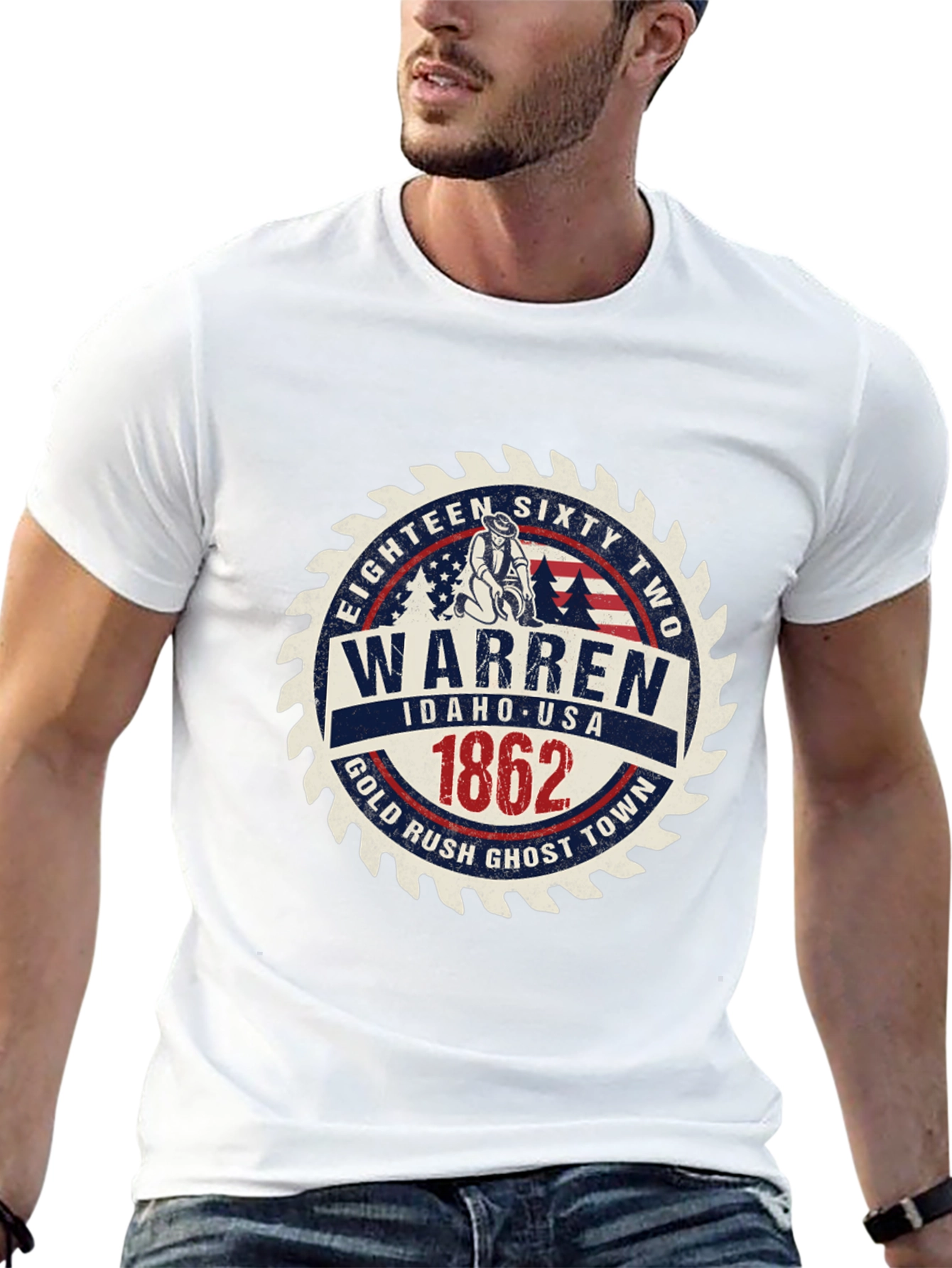 Black Warren Idaho 1862 Gold Rush Black T-Shirt view 13