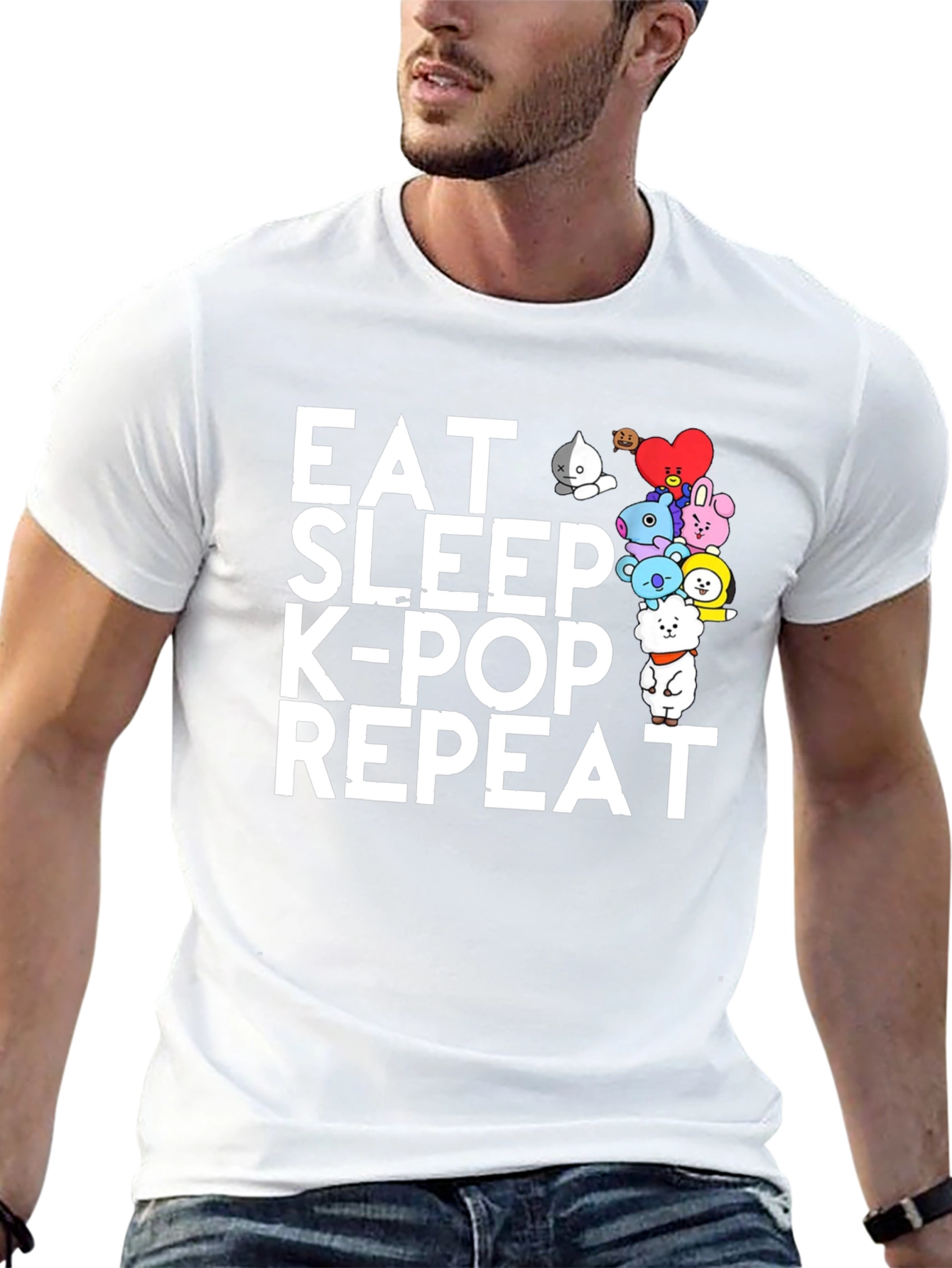 Black Eat Sleep K-Pop Repeat Black Graphic Tee view 13