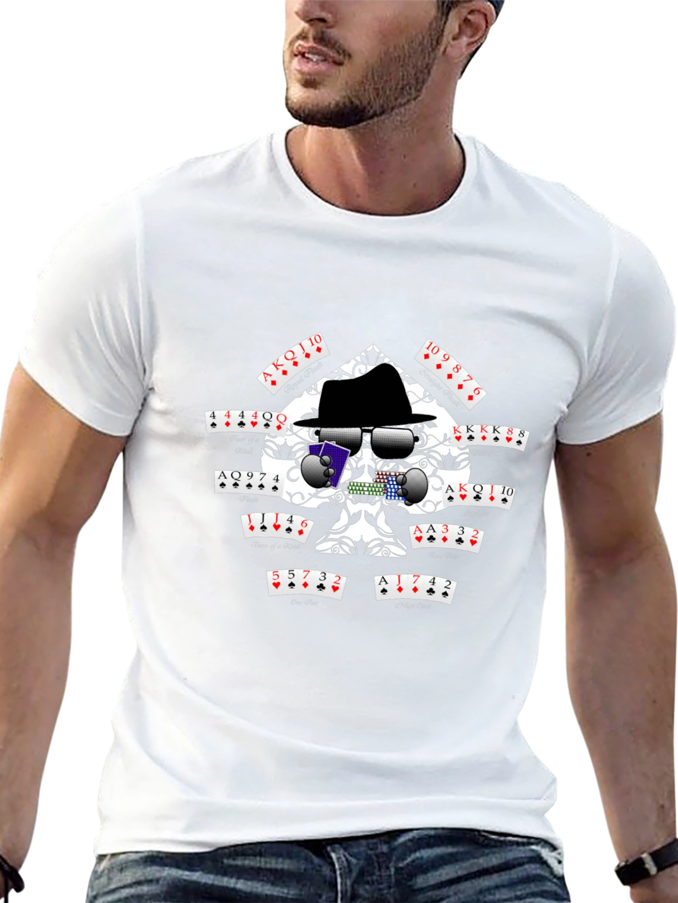 Black Poker Skull T-Shirt - Casino Style view 13