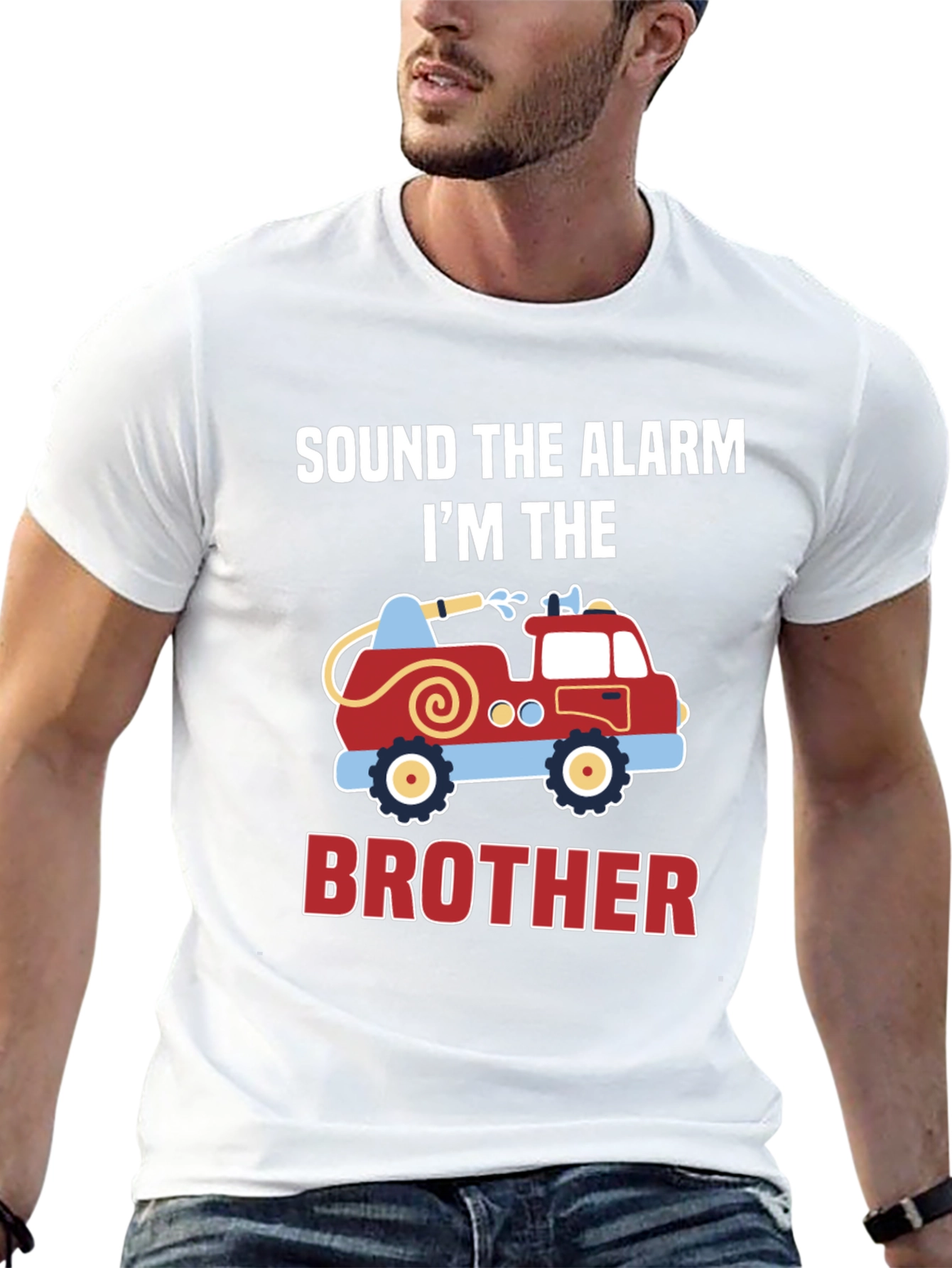 Black Sound The Alarm I'm The Brother Firetruck T-Shirt view 13