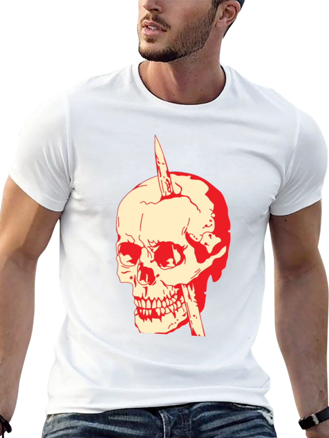 Black Skull & Dagger Graphic Tee - Bold Style view 13