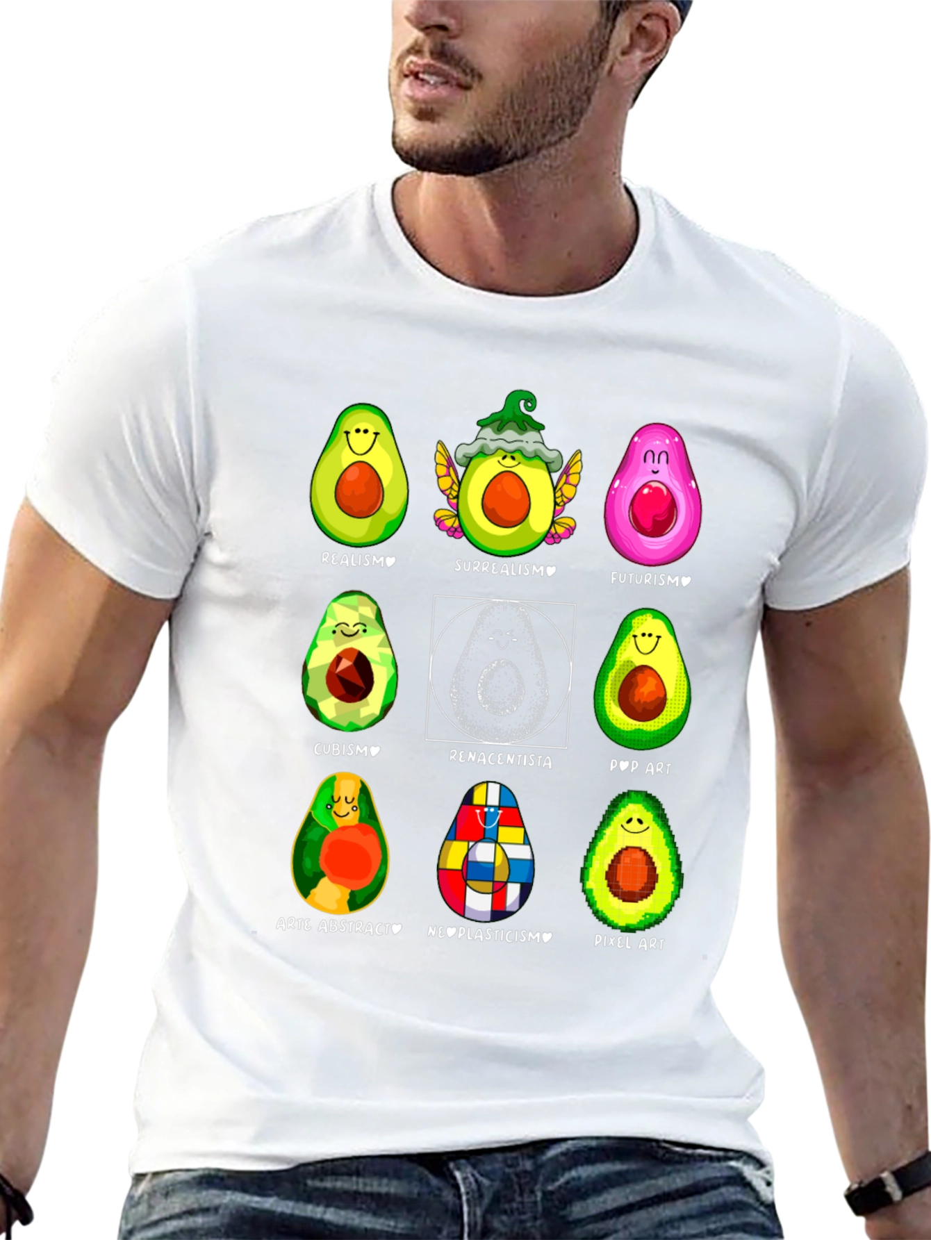 Black Avocado Art Styles Graphic T-Shirt view 13