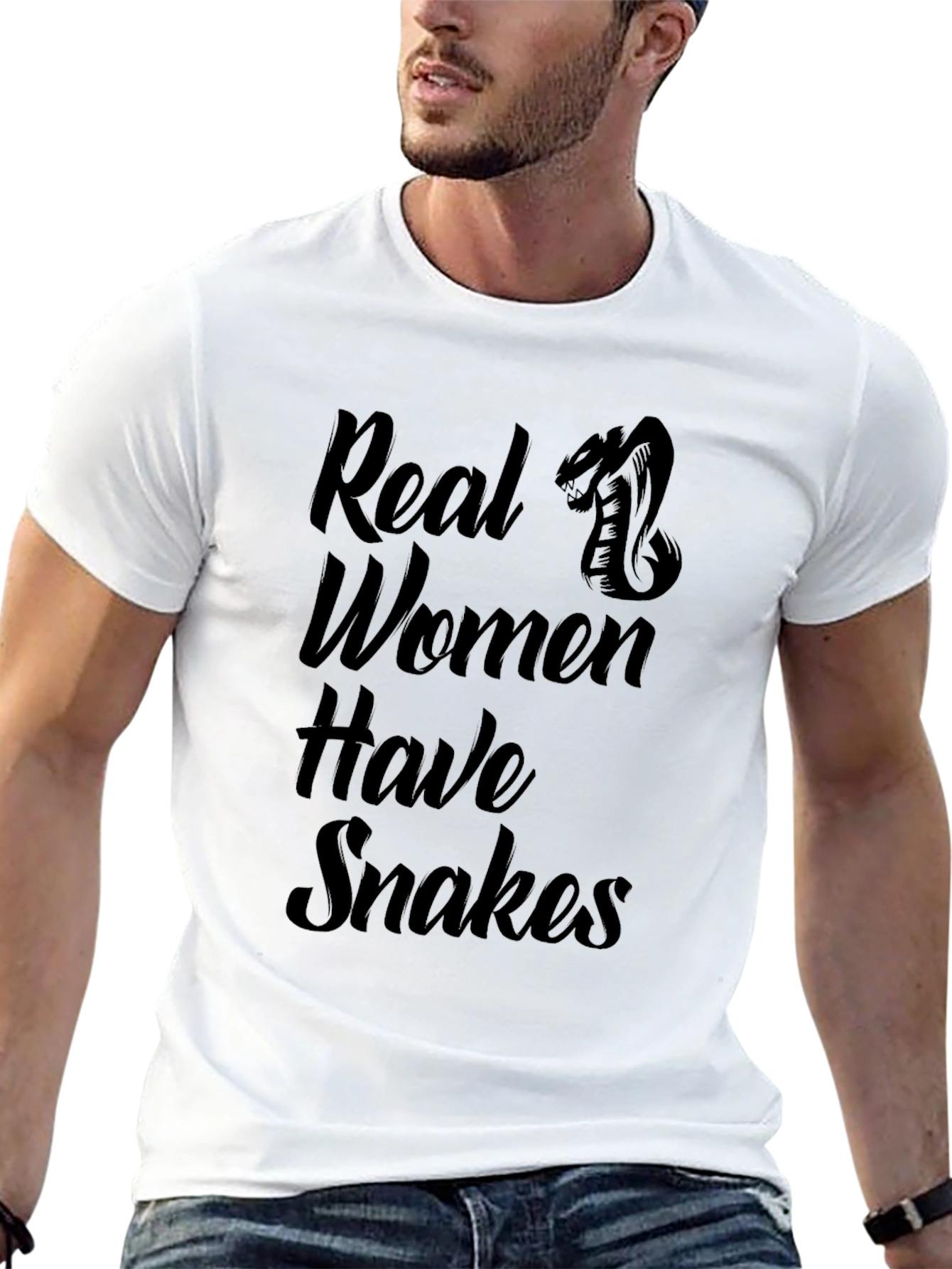 Black Real Women Have Snakes Graphic Tee - Black T-Shirt view 13
