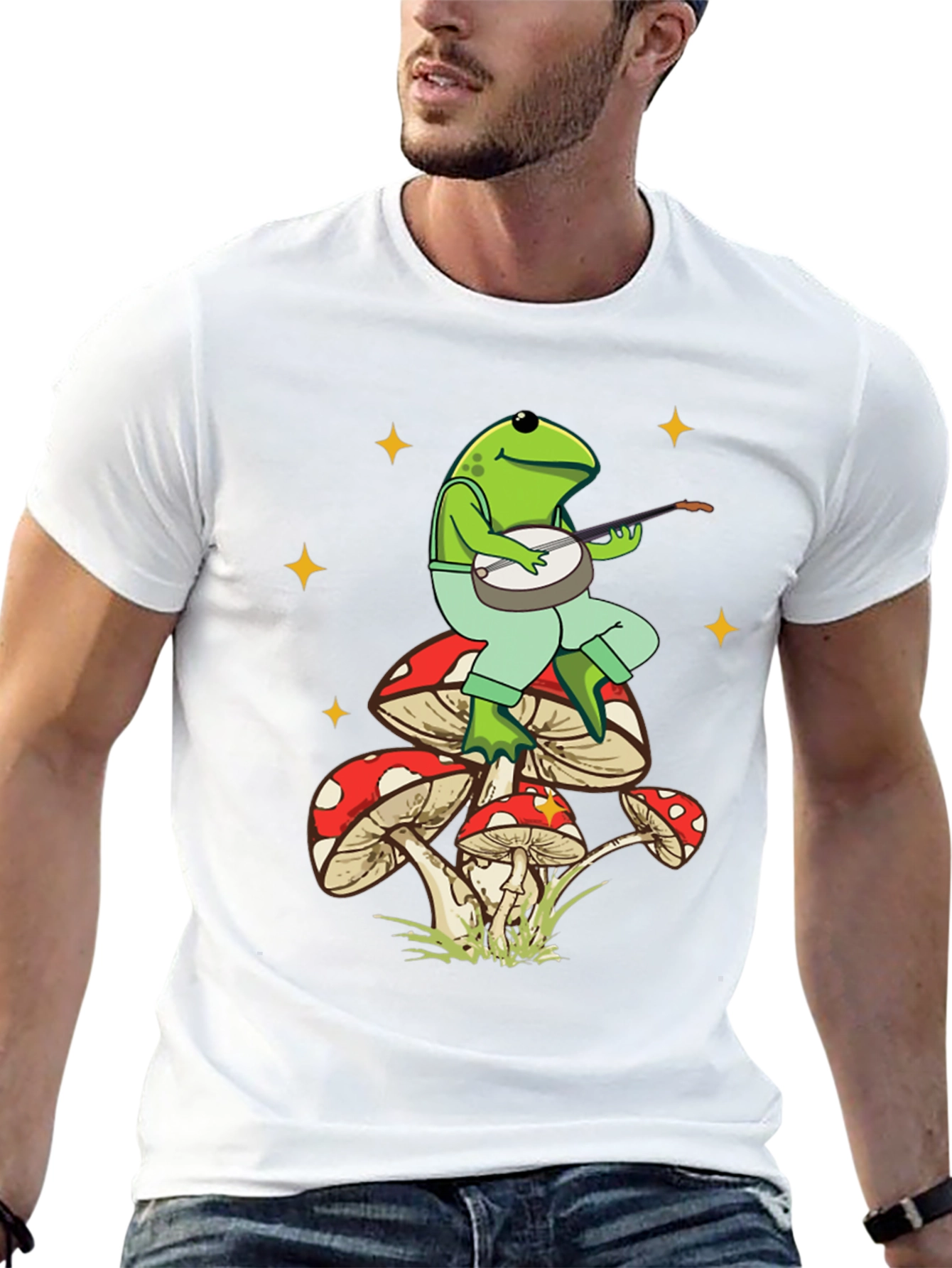 Black Frog Banjo Mushroom T-Shirt view 13