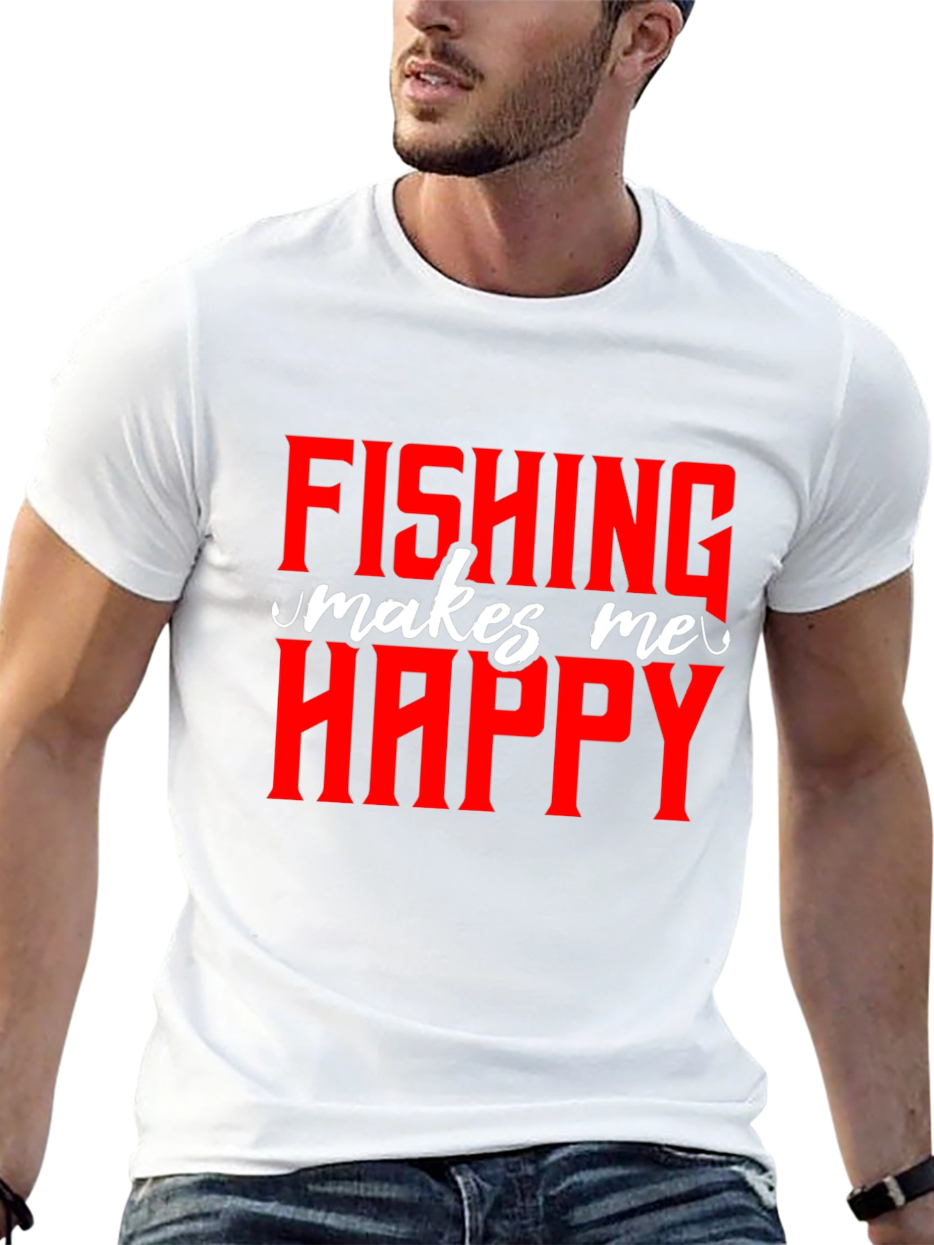 Black Fishing Makes Me Happy - Graphic T-Shirt view 13