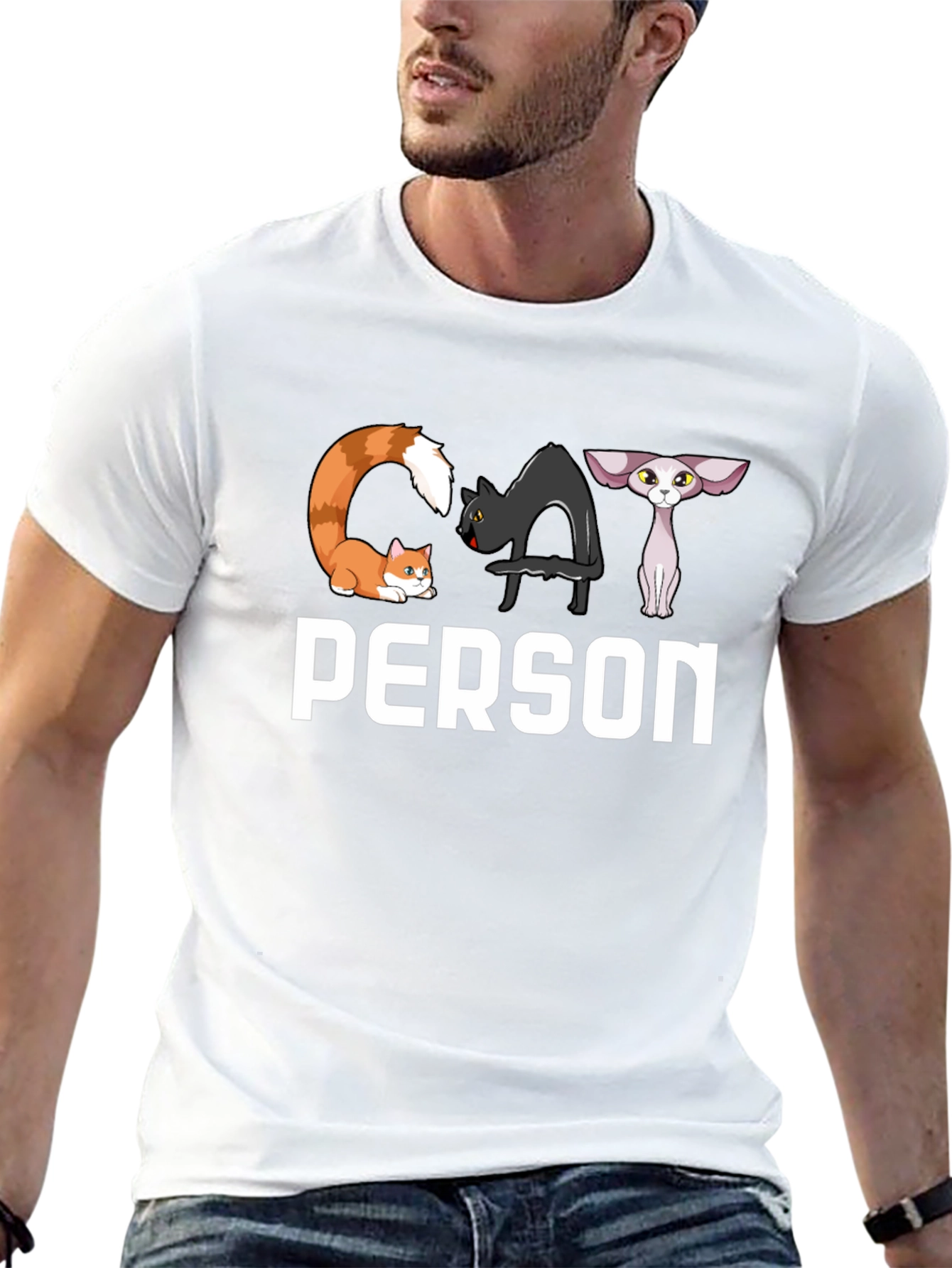 Black Cat Person T-Shirt - Novelty Design view 13