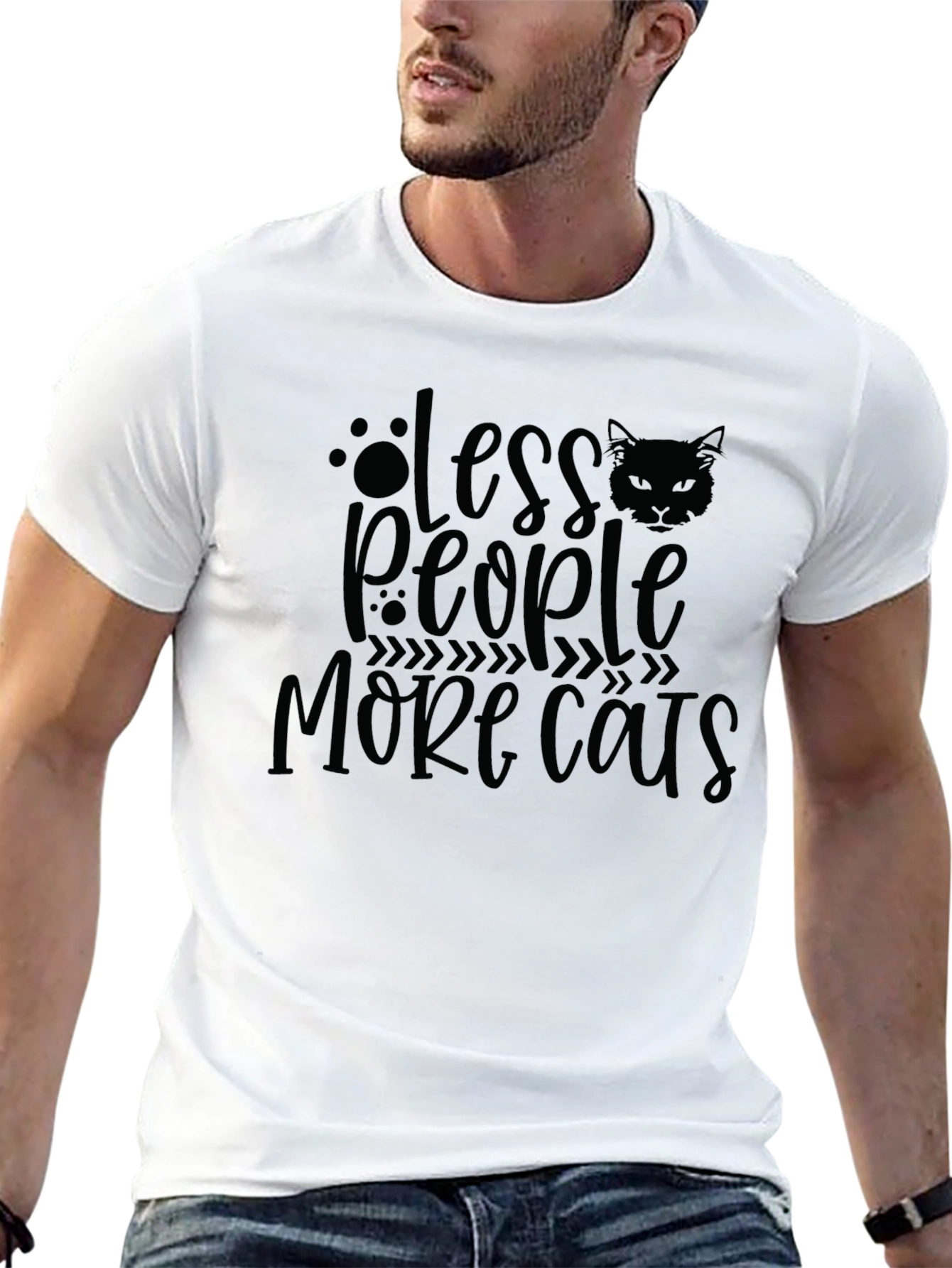 Black Less People More Cats Graphic Tee view 13