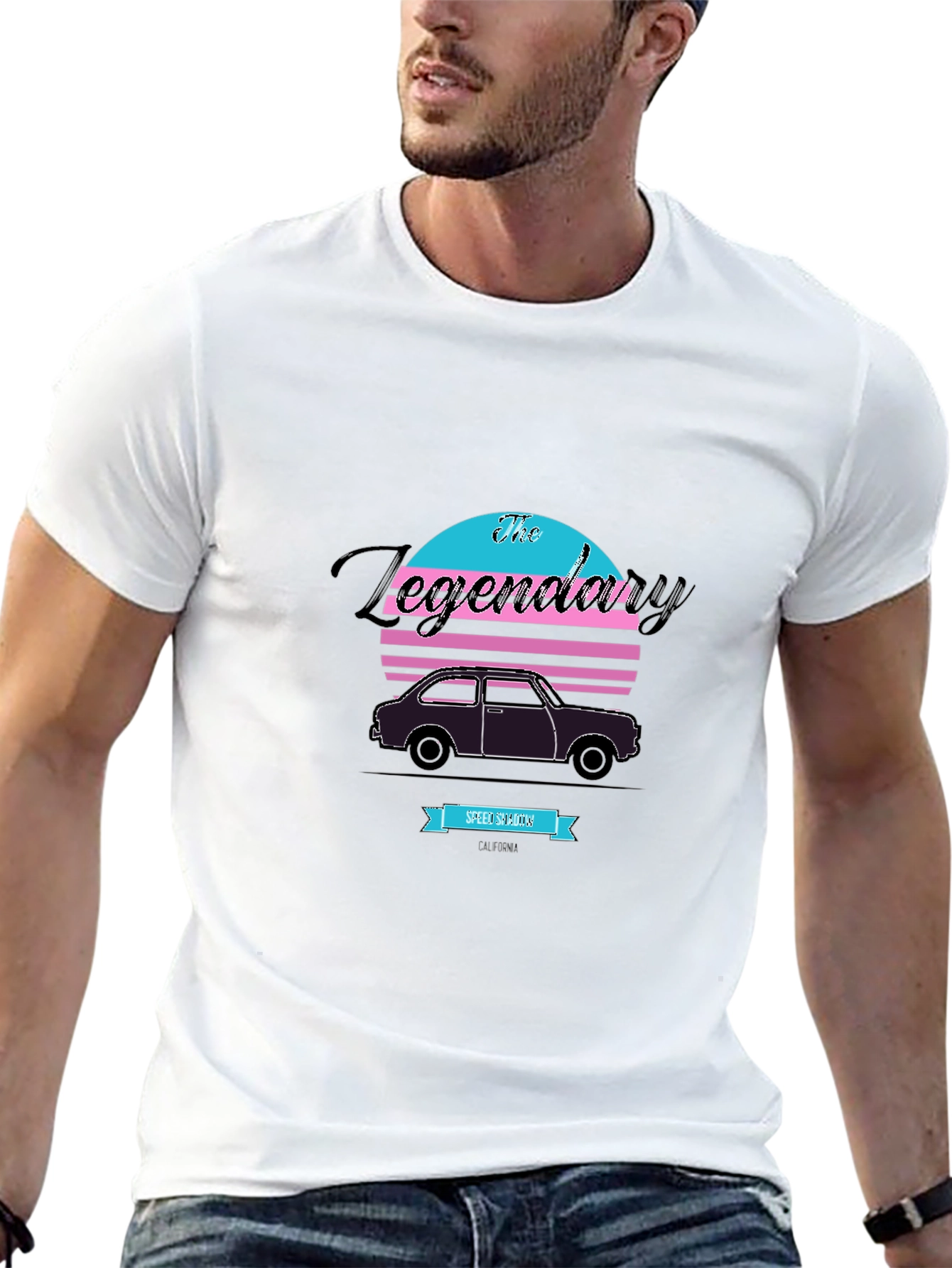 Black Legendary Car Retro Graphic T-Shirt view 13
