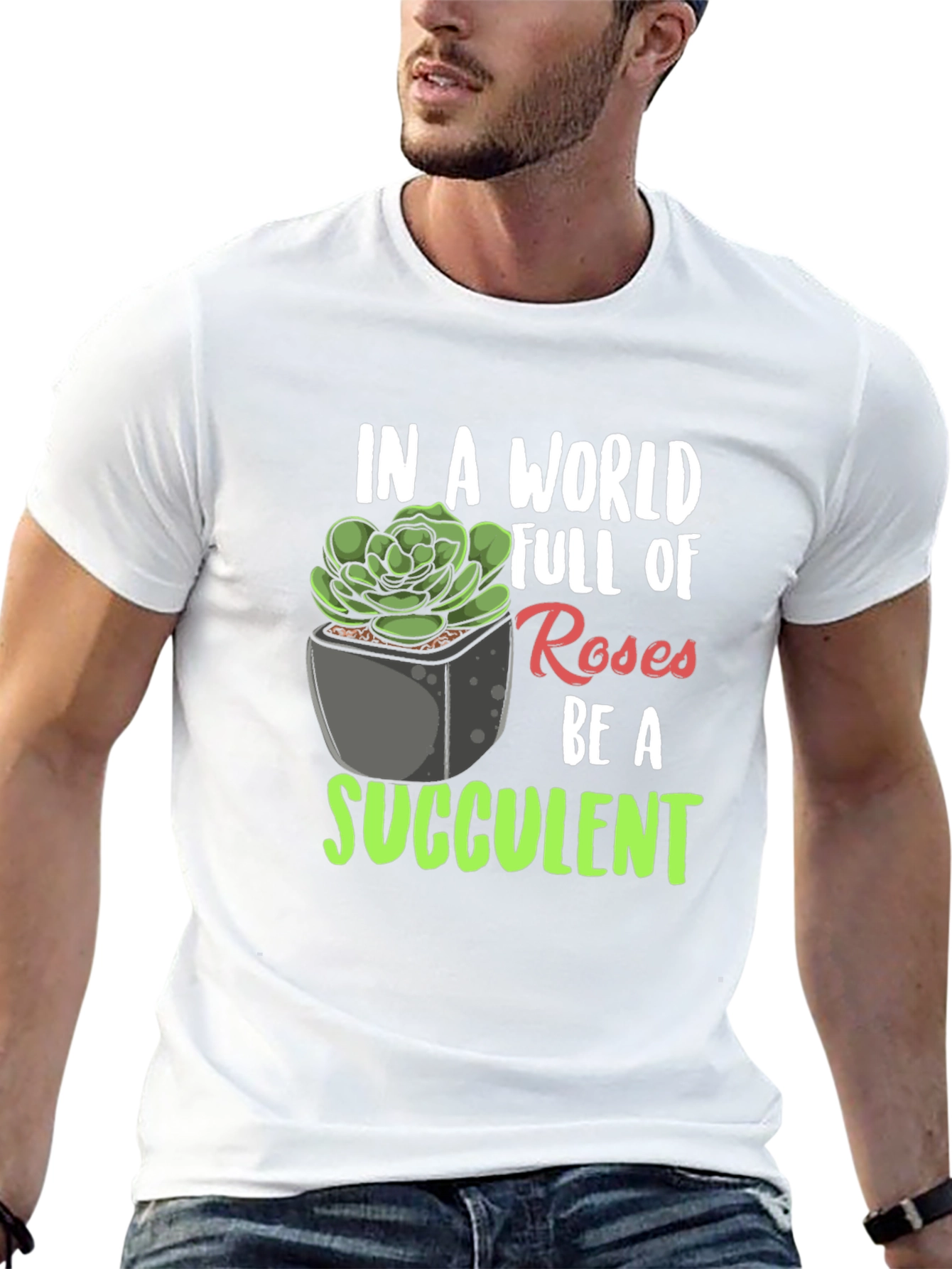 Black Be a Succulent T-Shirt - Unique Plant Lover Tee view 13