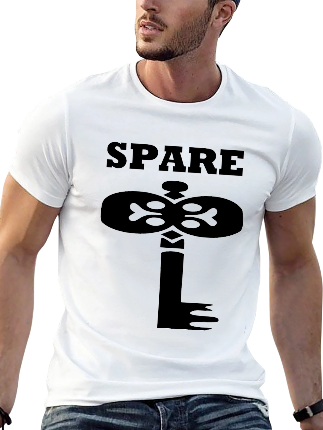 Black Spare Key Graphic Print Black T-Shirt view 13