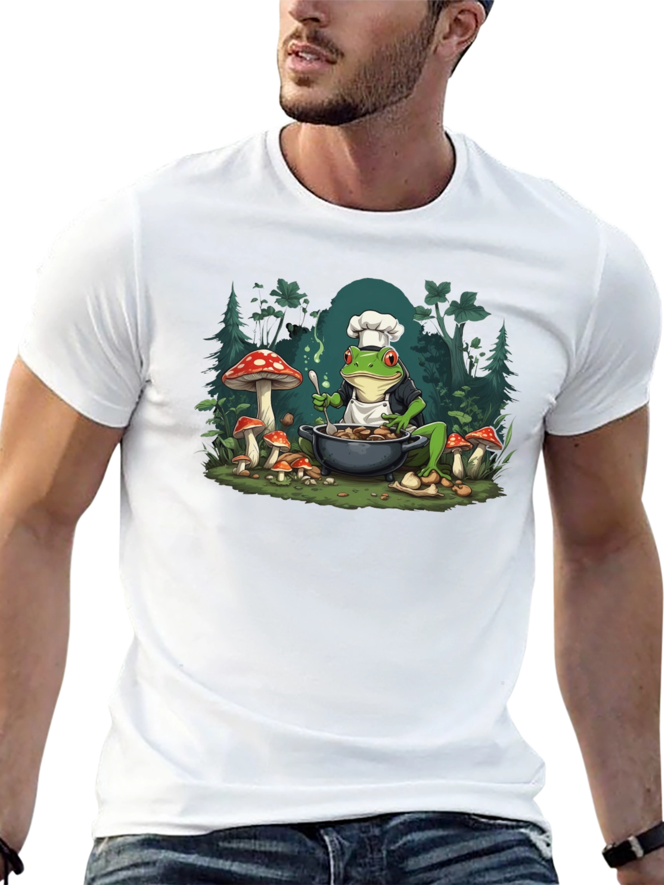 Black Frog Chef T-Shirt - Mushroom Cooking Tee view 13
