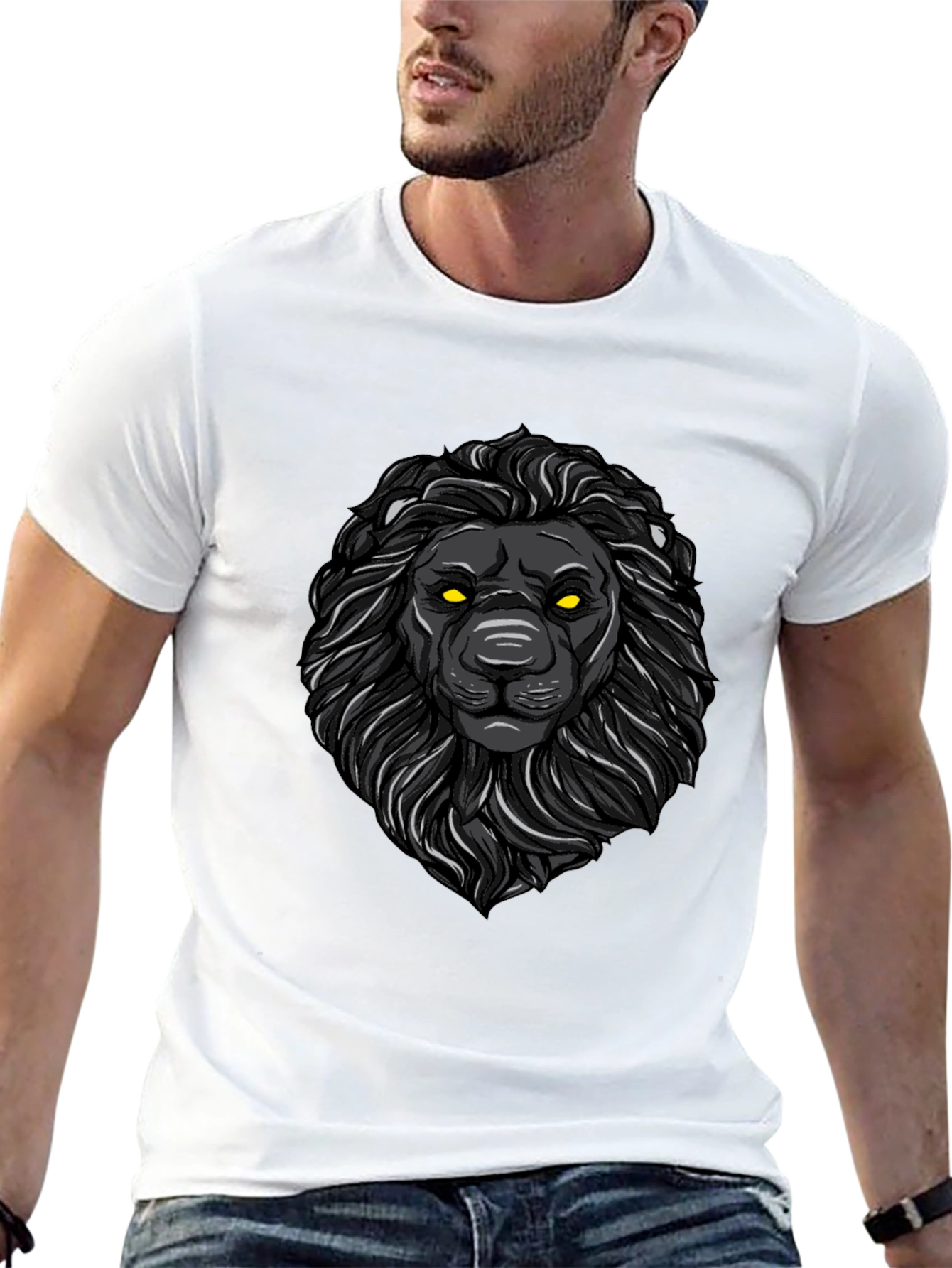 Black Black Lion Graphic Tee - Men's Stylish Crew Neck view 13