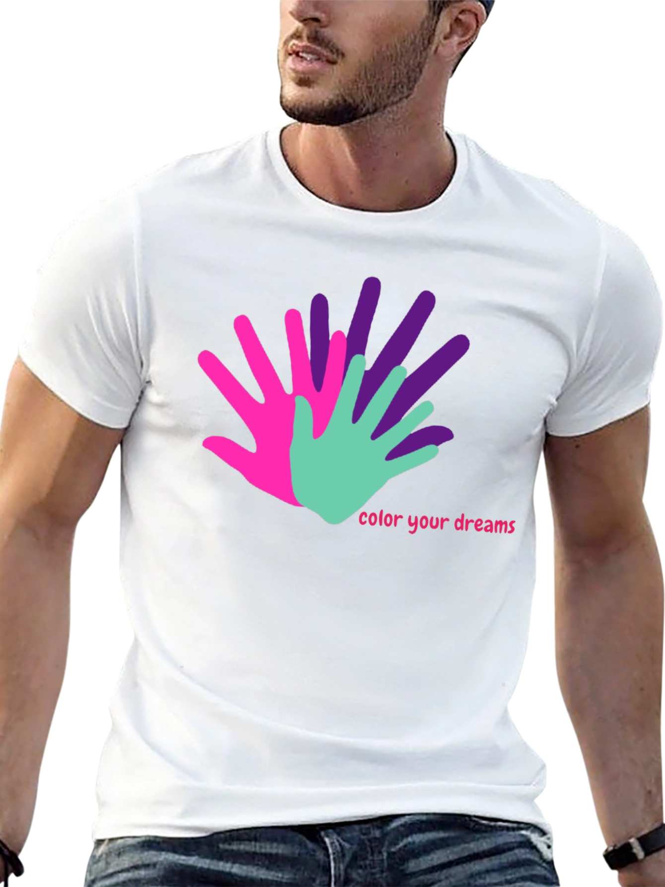 Black Colorful Hands T-Shirt - Color Your Dreams view 13