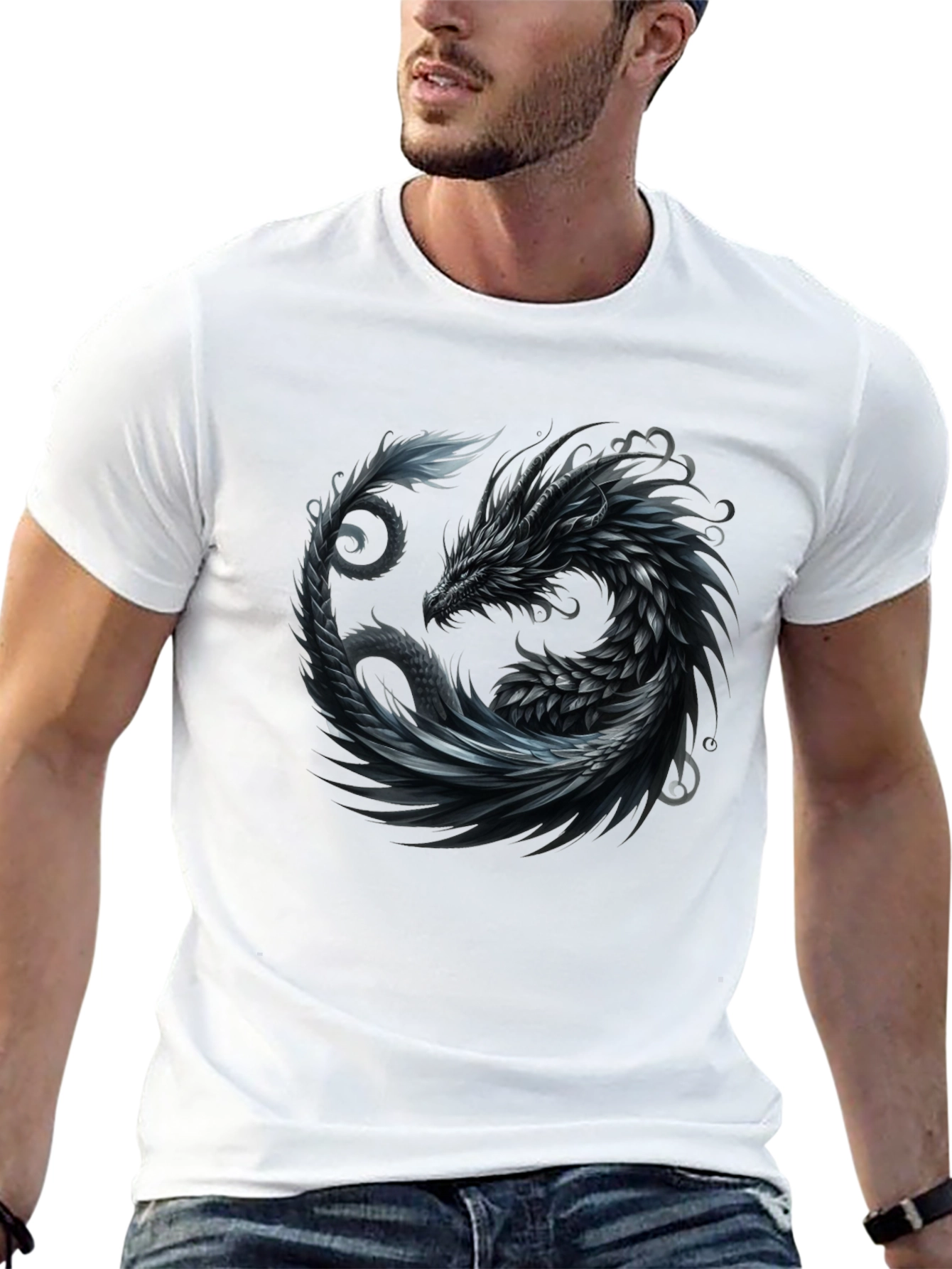 Black Dragon Yin Yang Graphic Tee - Black view 13