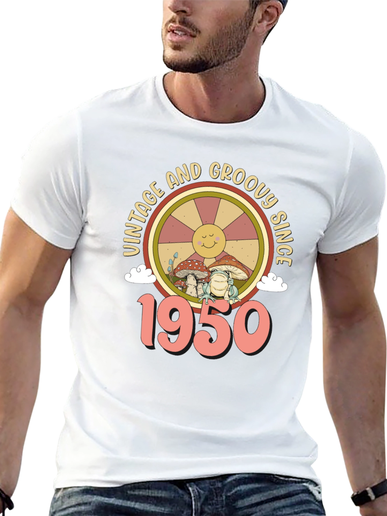 Black Vintage and Groovy Since 1950 T-Shirt view 13