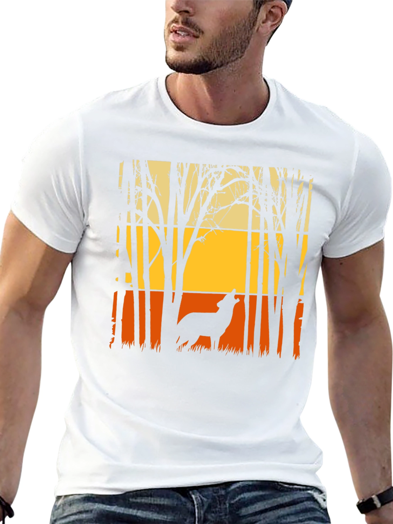 Black Wolf Silhouette T-Shirt - Nature Inspired Graphic Tee view 13
