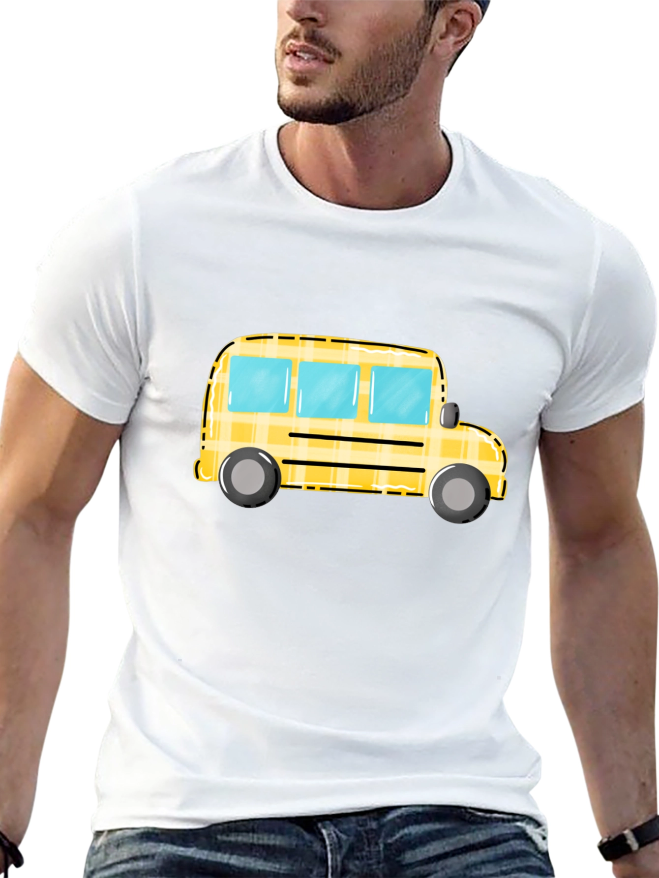 School Bus Graphic Tee - Black Unisex T-Shirt - 13