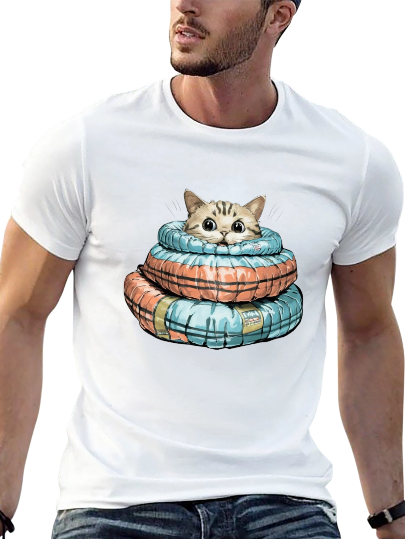 Black Cat in Life Preserver T-Shirt view 13