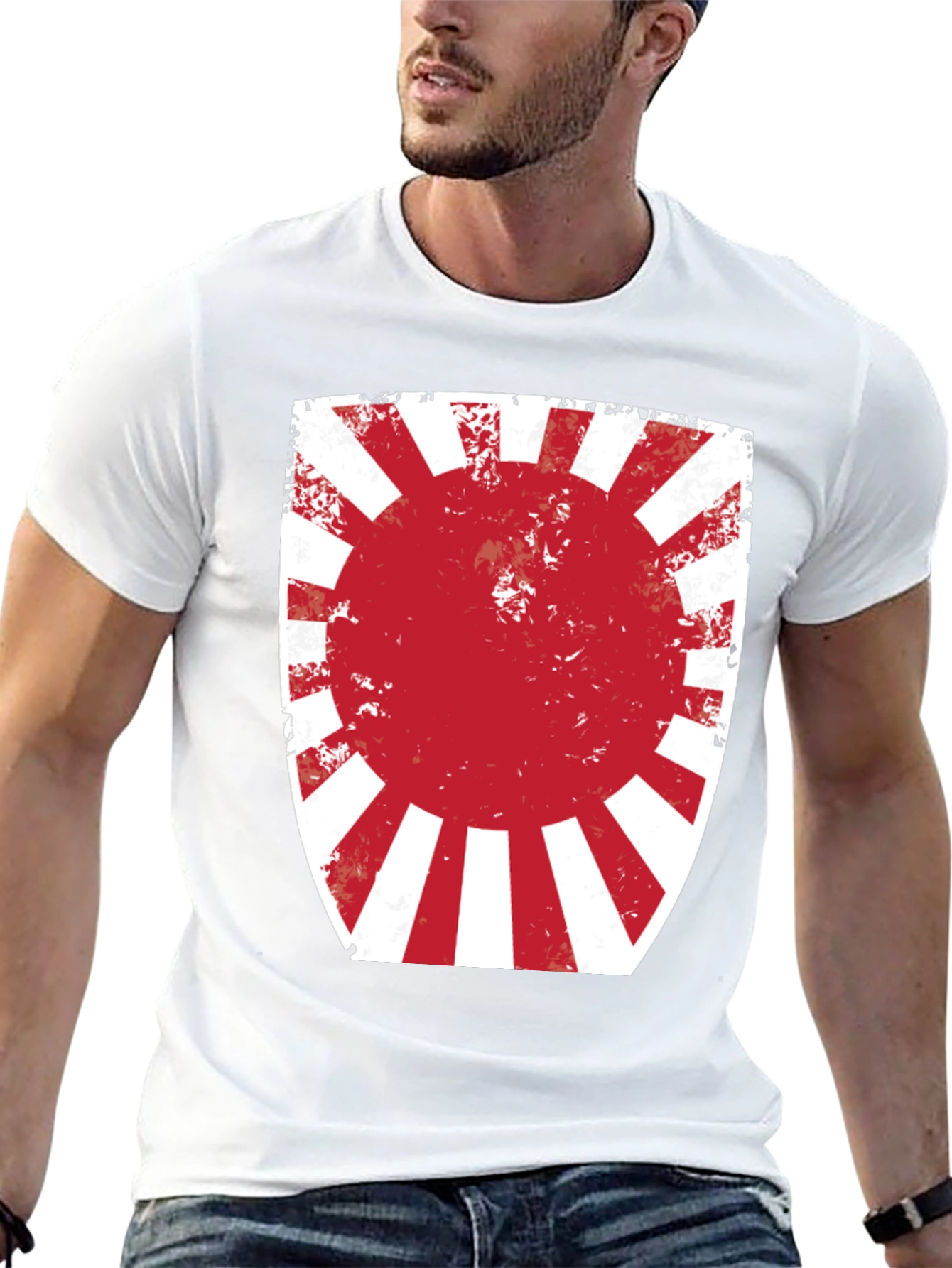 Black Rising Sun Graphic Tee - Distressed Print view 13