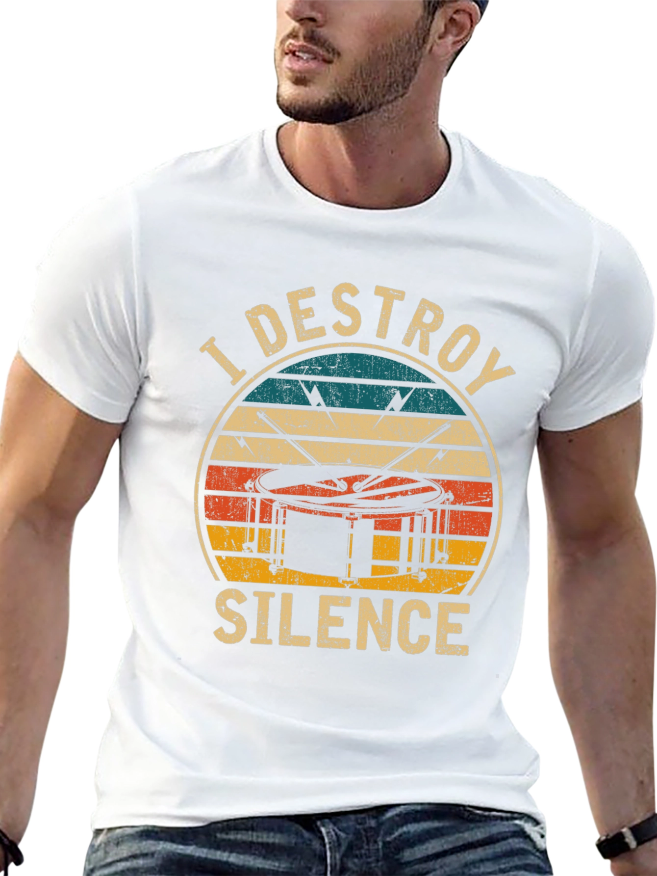 Black I Destroy Silence Drummer T-Shirt view 13