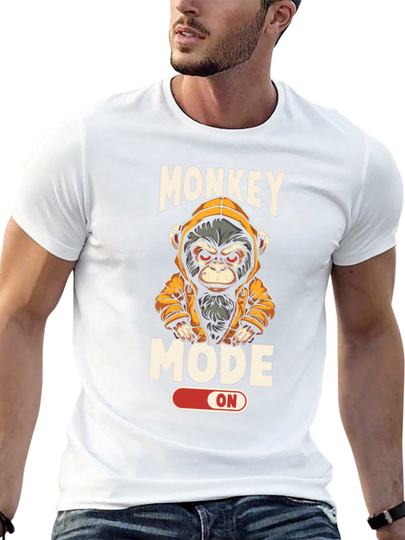 Black Monkey Mode ON T-Shirt - Funny Graphic Tee view 13