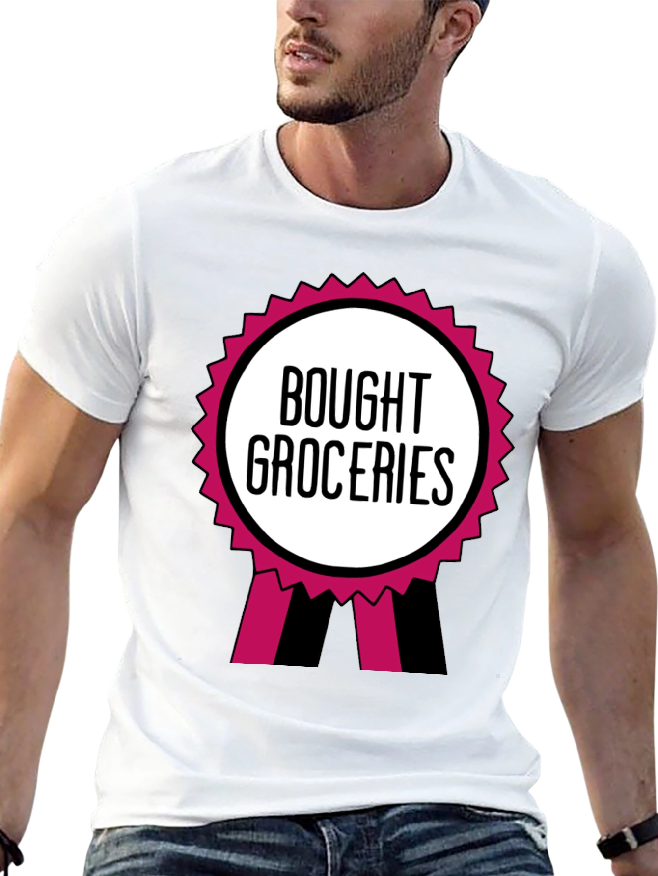 Black Bought Groceries T-Shirt - Funny Award Ribbon Graphic Tee view 13