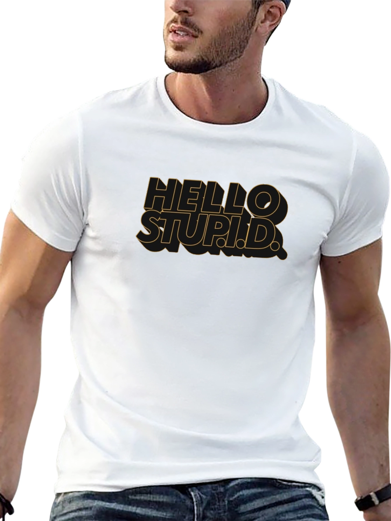 Black Hello Stupid Black Graphic Tee view 13