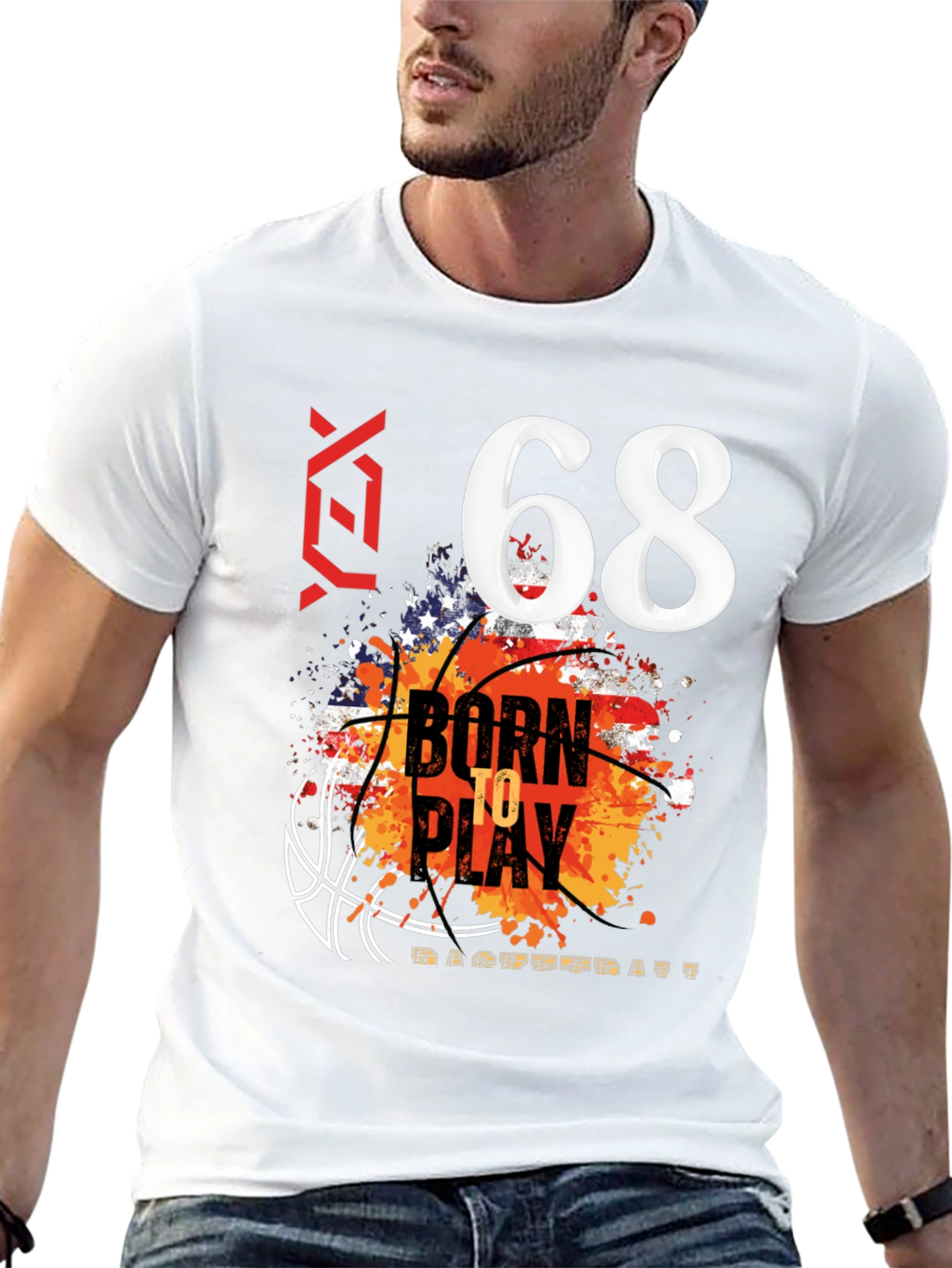 Black Born to Play Basketball T-Shirt - Number 68 view 13
