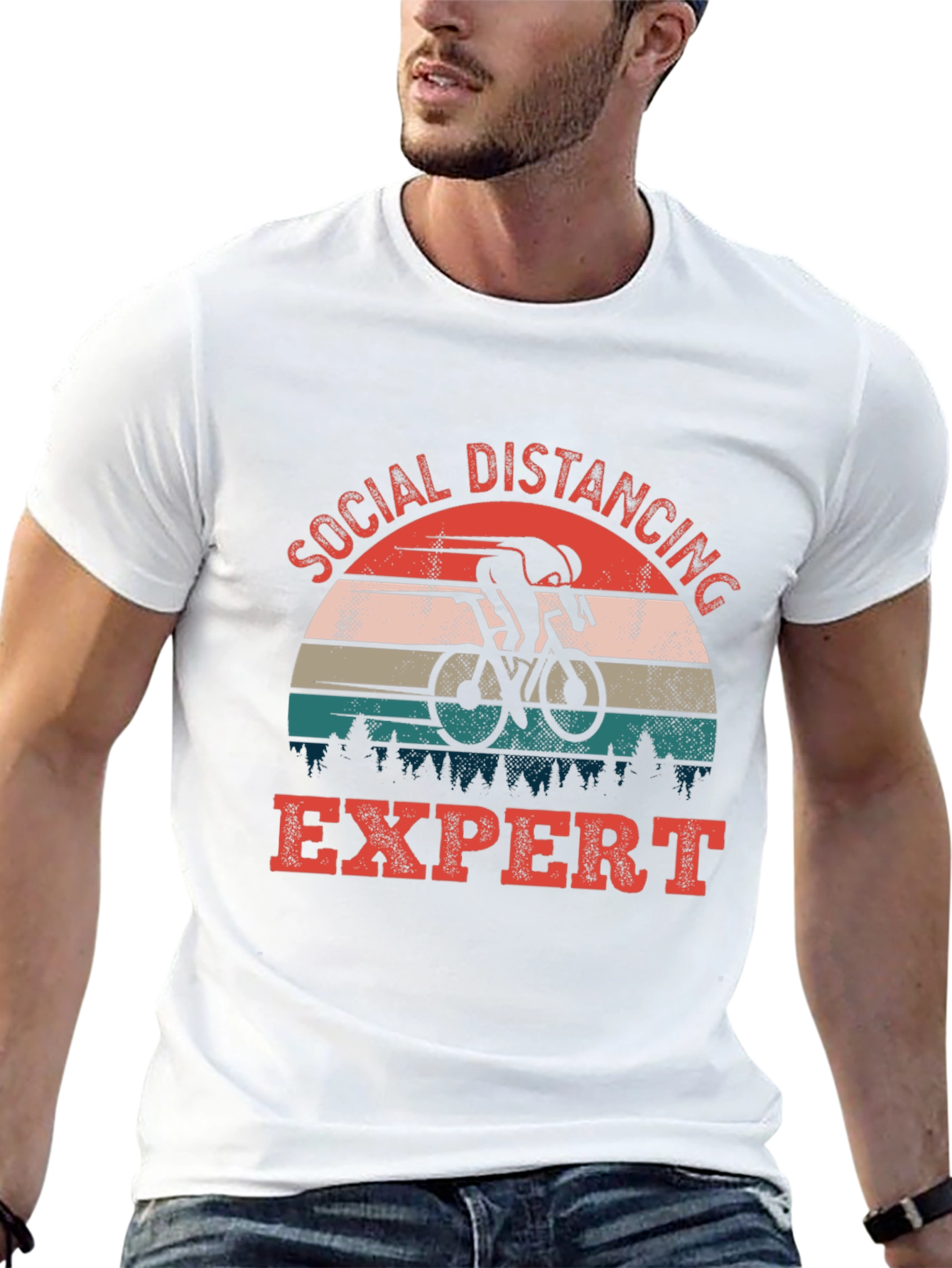 Black Social Distancing Expert Cyclist Graphic Tee view 13