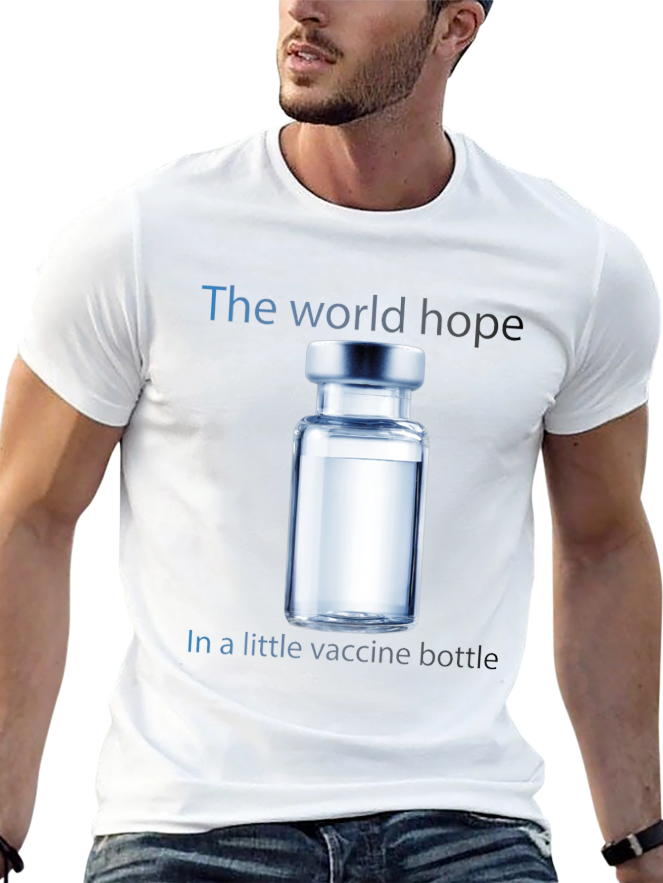 Black World Hope Vaccine T-Shirt - Unisex Cotton Tee view 13