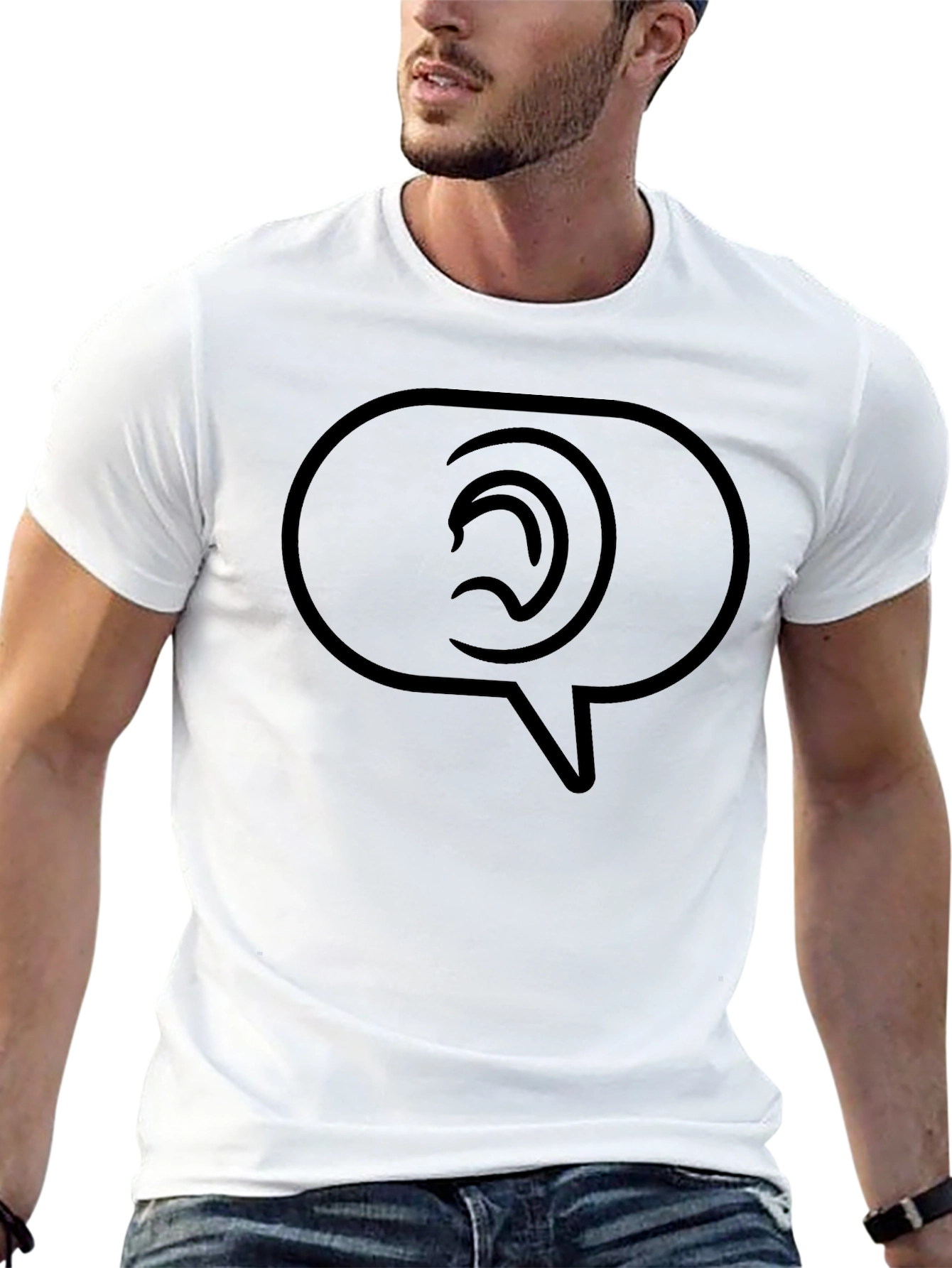 Black Listening Ear Speech Bubble Graphic Tee view 13