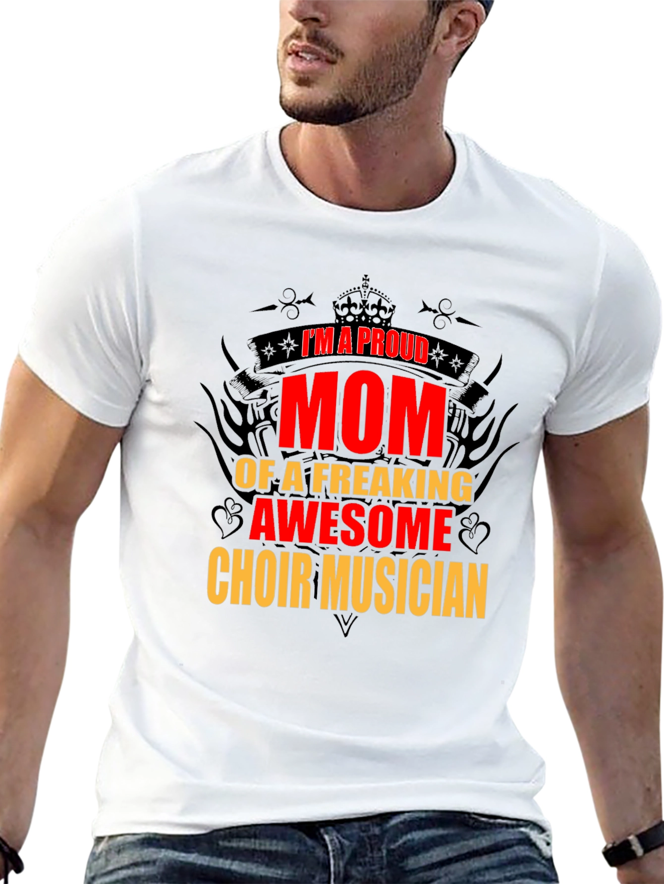 Black Proud Mom Choir Musician T-Shirt view 13