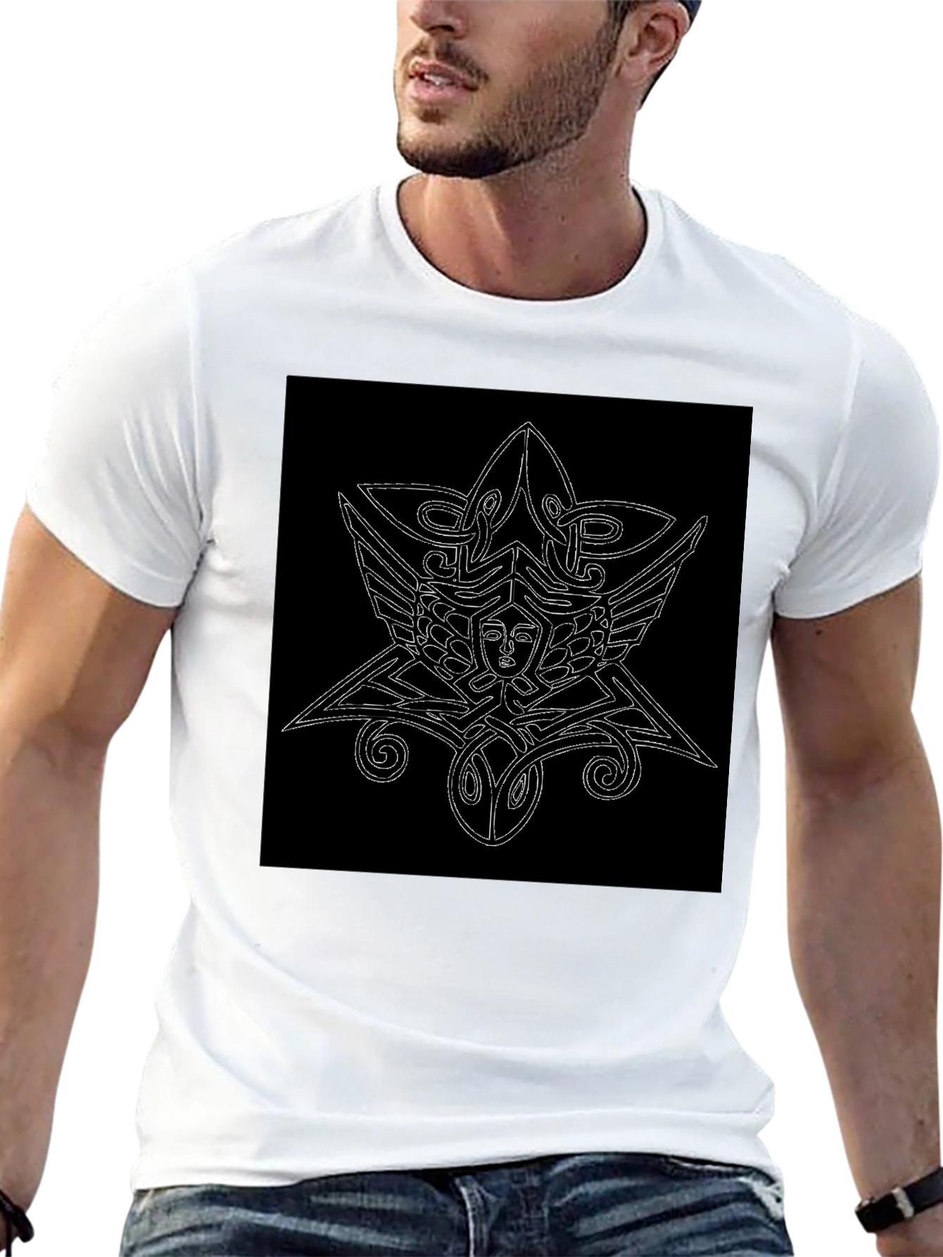 Black Unique Black T-Shirt with Abstract Graphic Print view 13