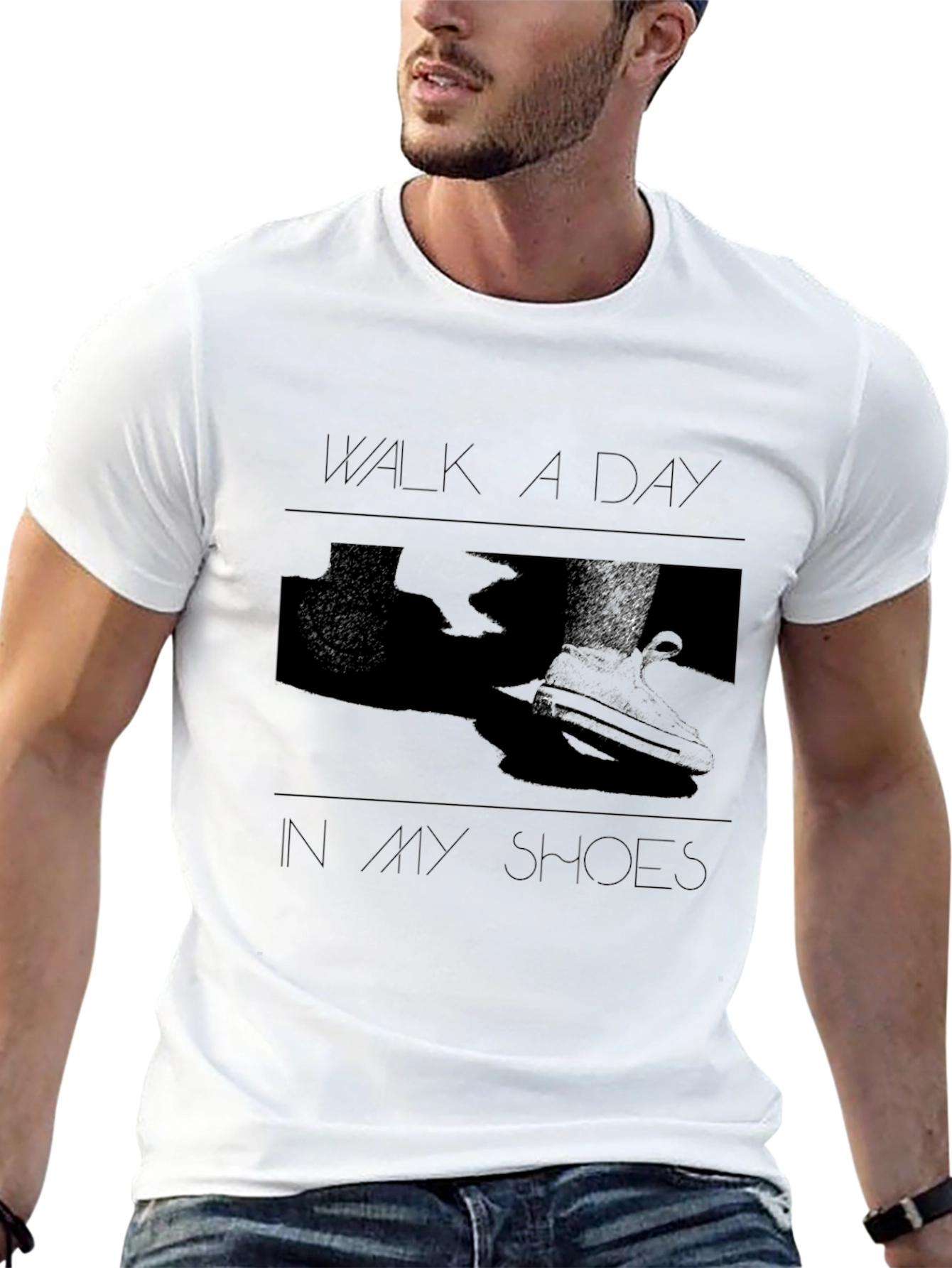 Black Walk A Day In My Shoes Graphic Tee view 13