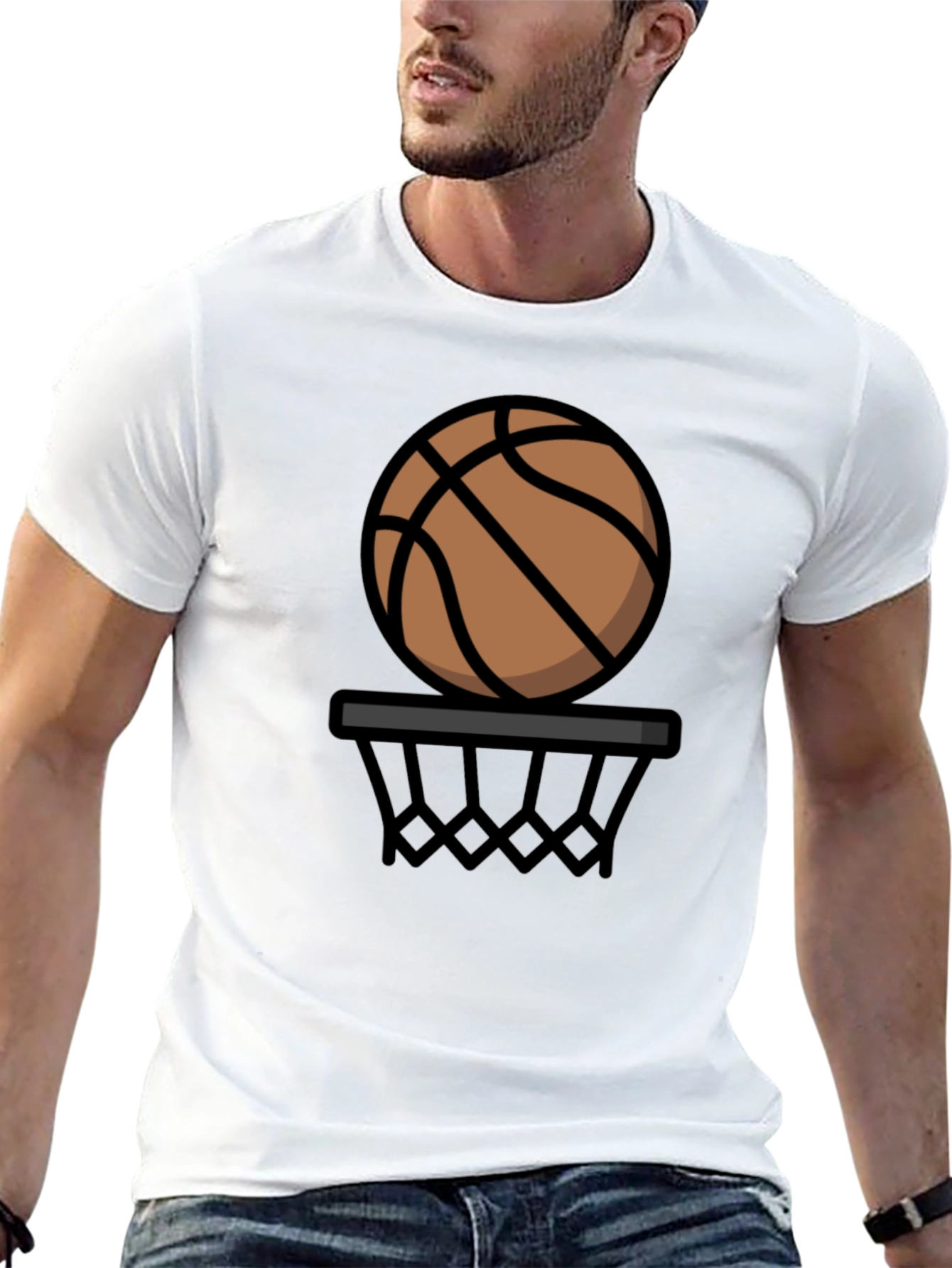 Black Basketball Graphic Tee - Black Cotton T-Shirt view 13
